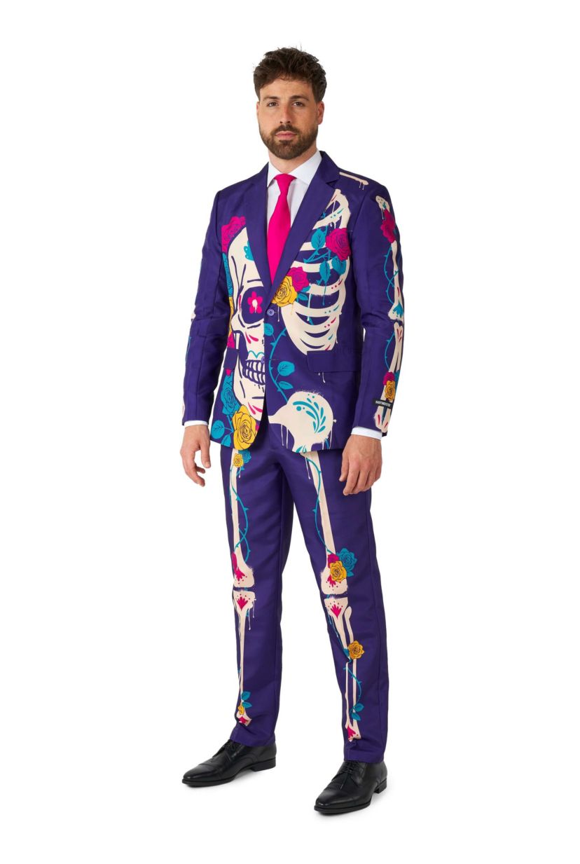 Sugar Skull Purple  2 Piece Suit + Tie
