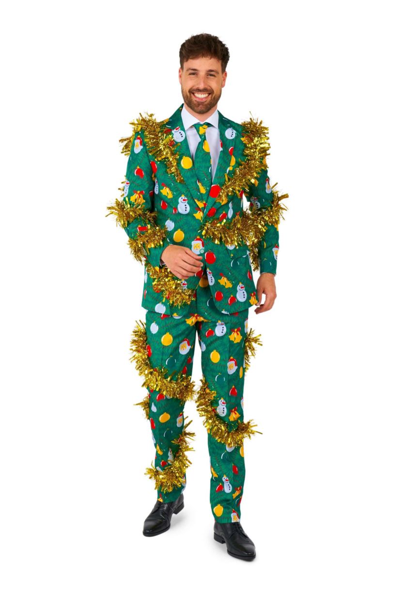 Christmas Deco Green 2 Piece Suit + Tie