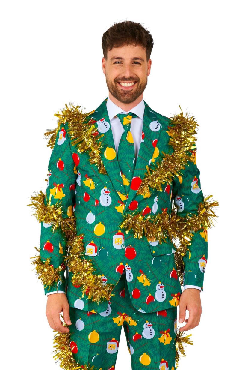 Christmas Deco Green 2 Piece Suit + Tie