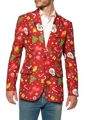 Suitmeister Men's Christmas Red Icons Light Up Blazer