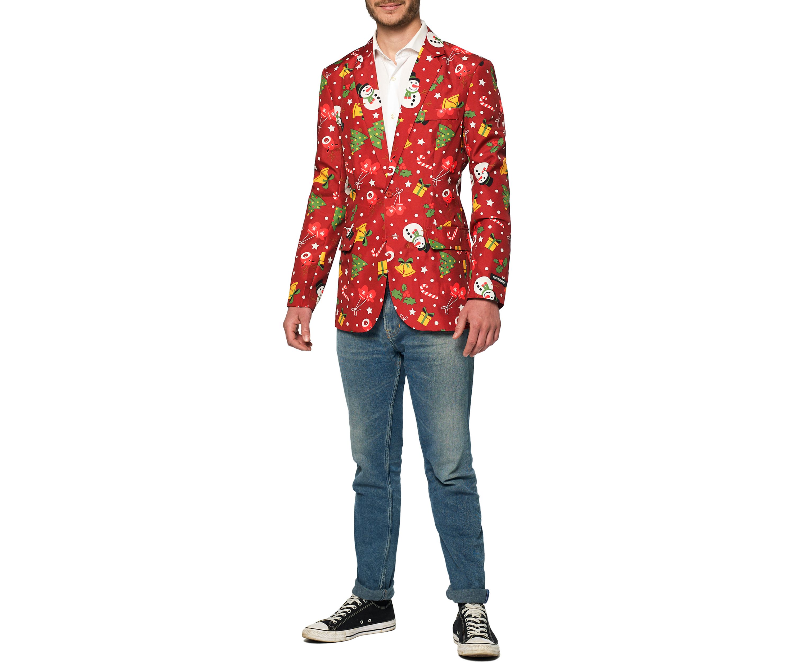 Christmas Red Icons Light Up Blazer