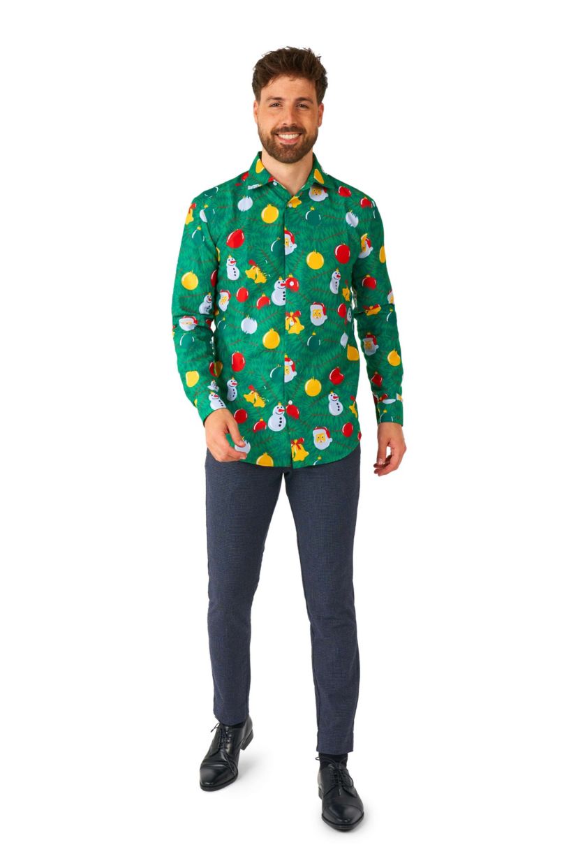 Christmas Ornaments Green Long Sleeve Shirt