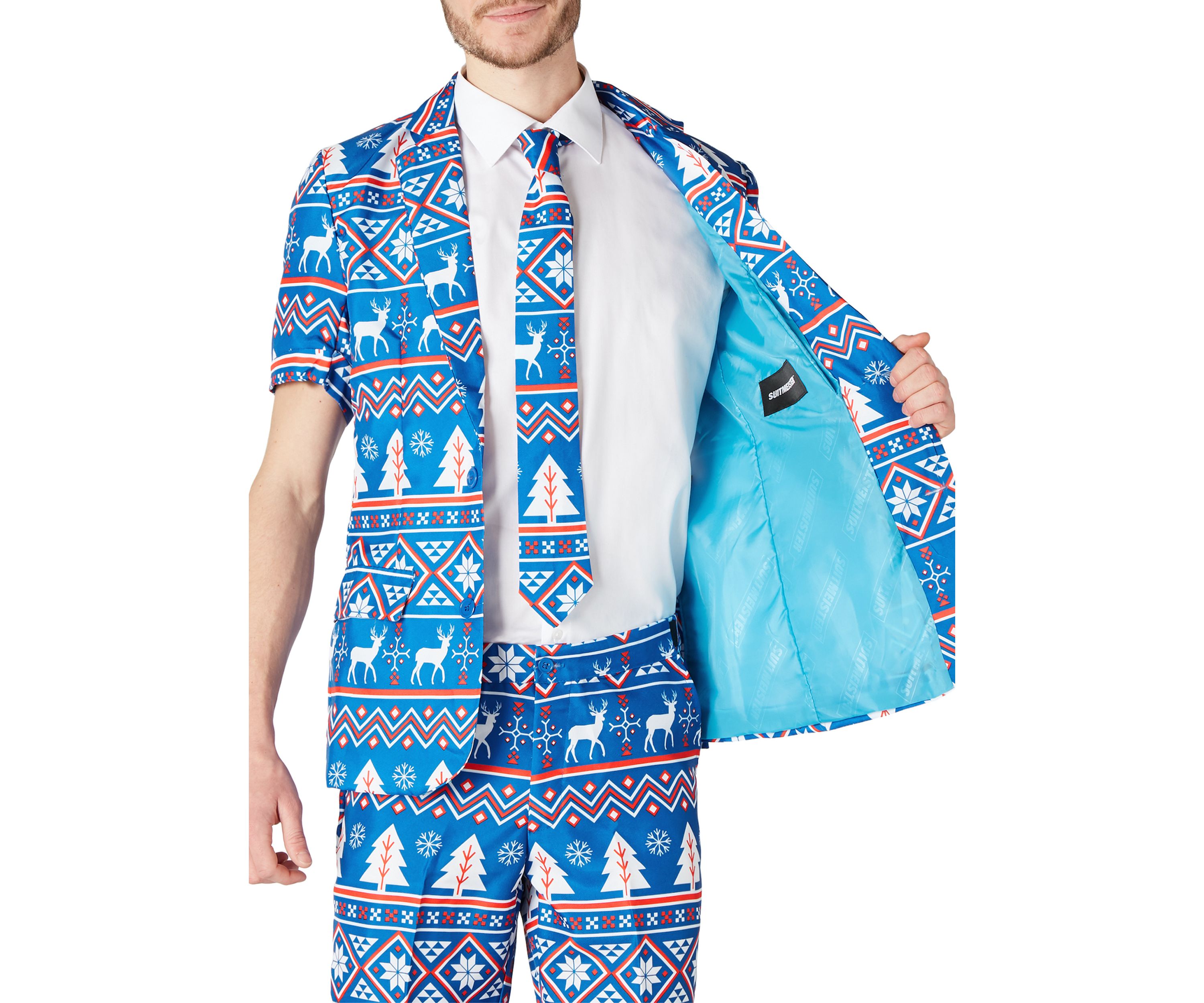 SUMMER Christmas Blue Nordic 2 Piece Suit + Tie