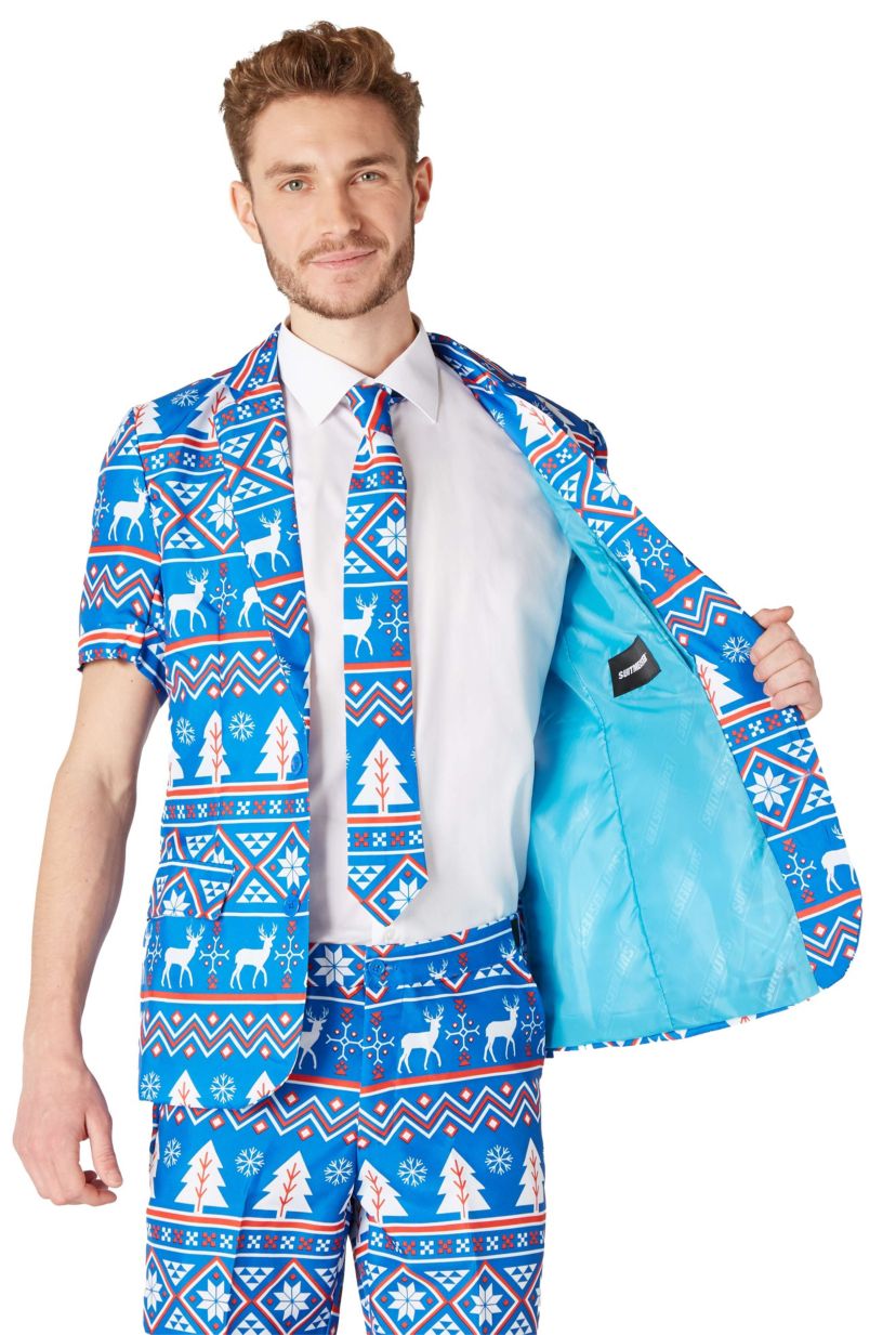 SUMMER Christmas Blue Nordic 2 Piece Suit + Tie