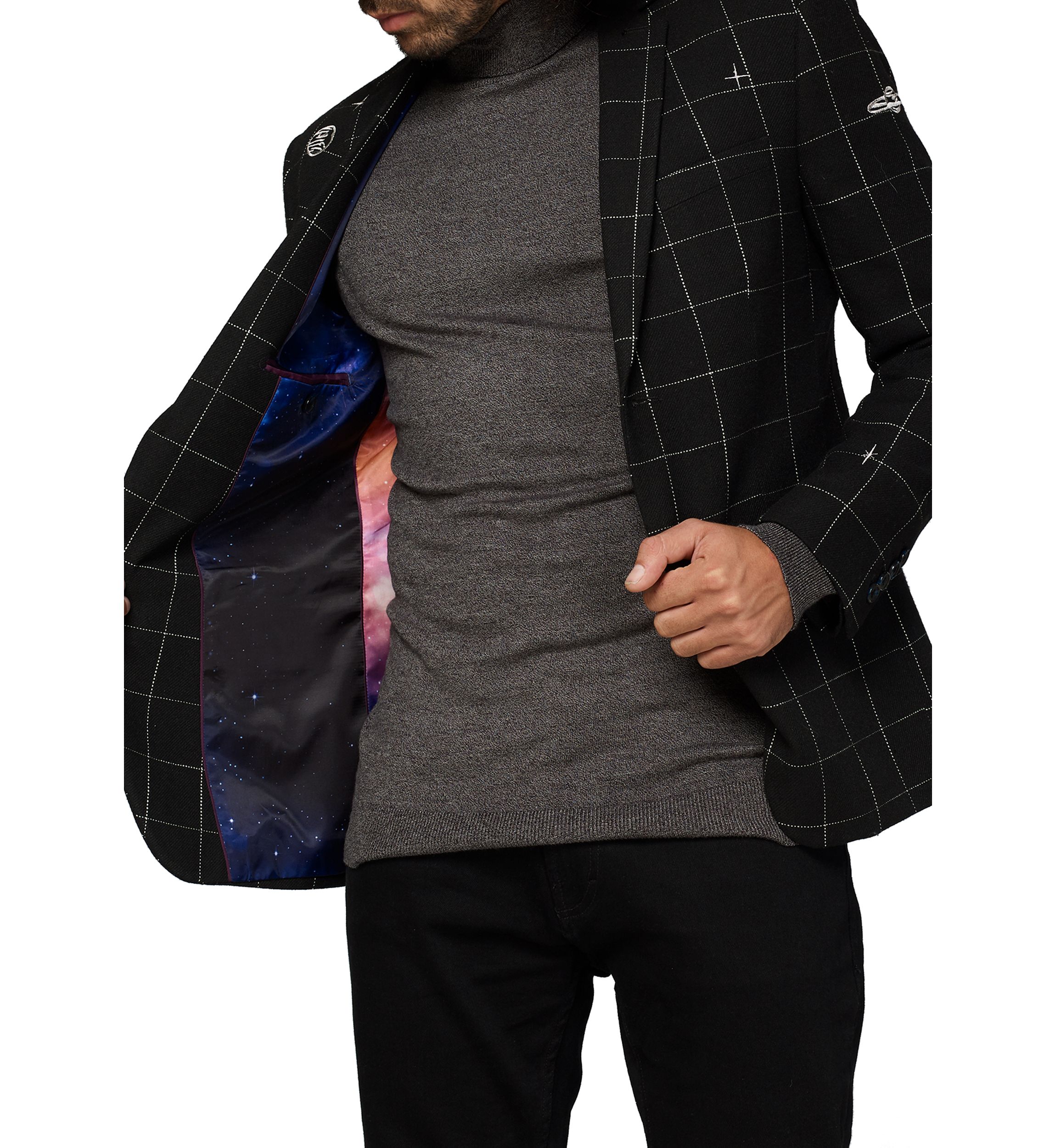 Mens Deluxe Blazer  Outer Space Galaxy Map Blazer