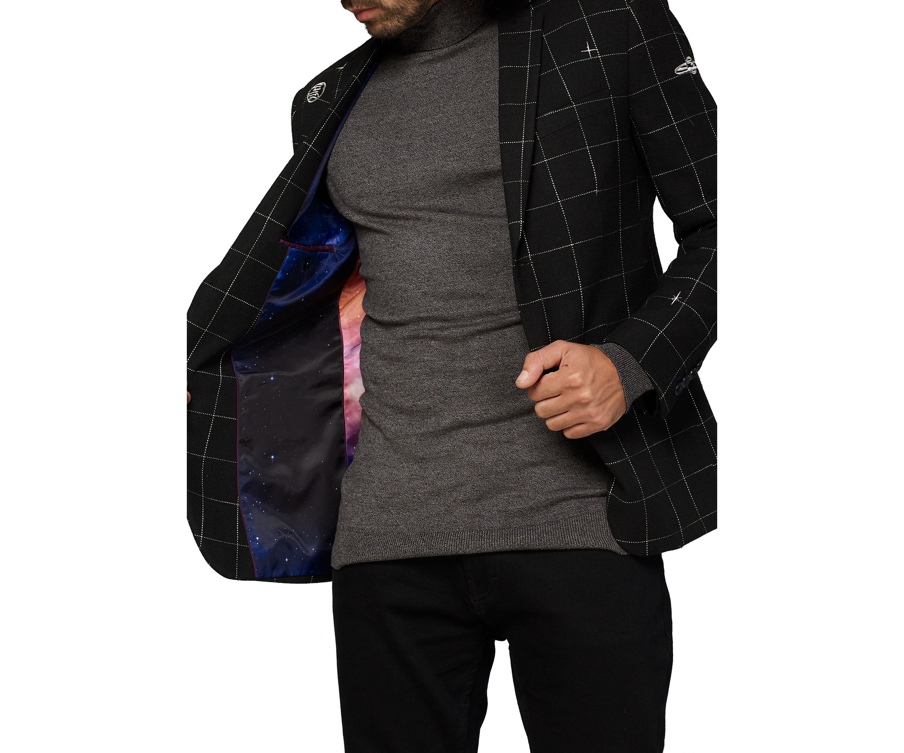 Mens Deluxe Blazer  Outer Space Galaxy Map Blazer