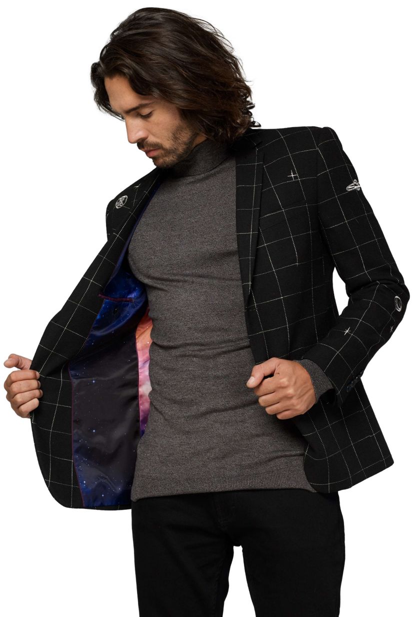 Mens Deluxe Blazer  Outer Space Galaxy Map Blazer