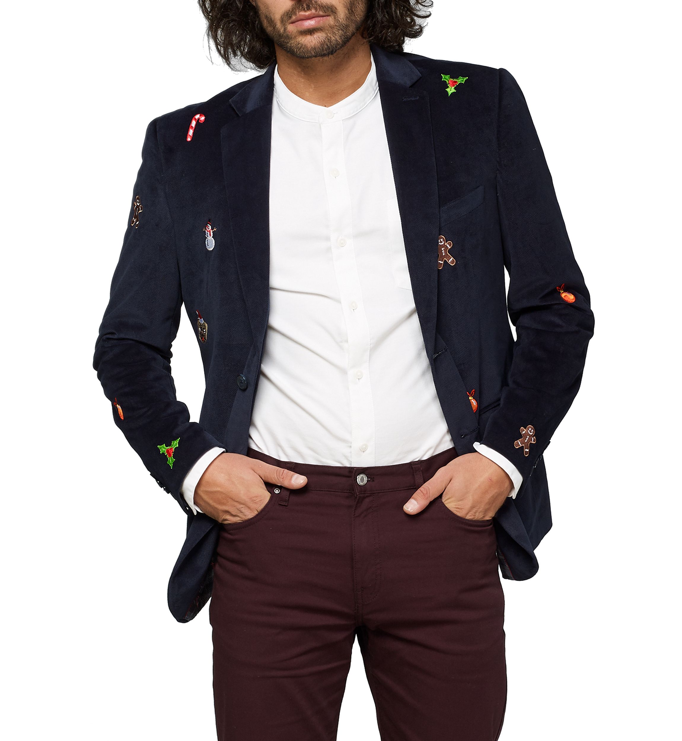 Christmas X-Mas Icons Navy Dinner Jacket Blazer
