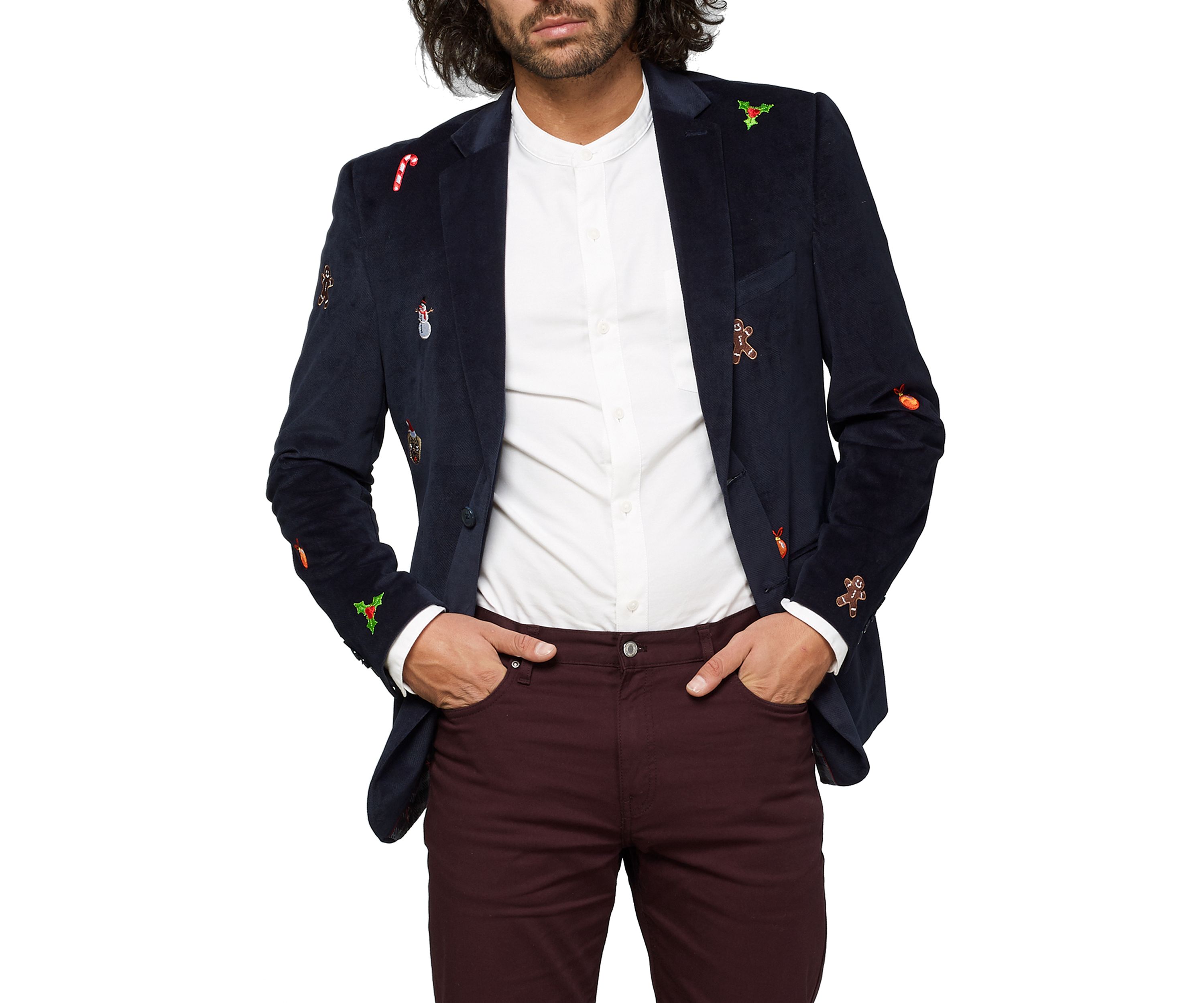 Christmas X-Mas Icons Navy Dinner Jacket Blazer