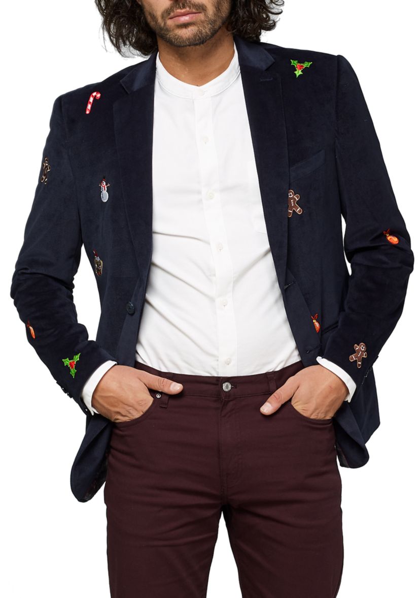 Christmas X-Mas Icons Navy Dinner Jacket Blazer