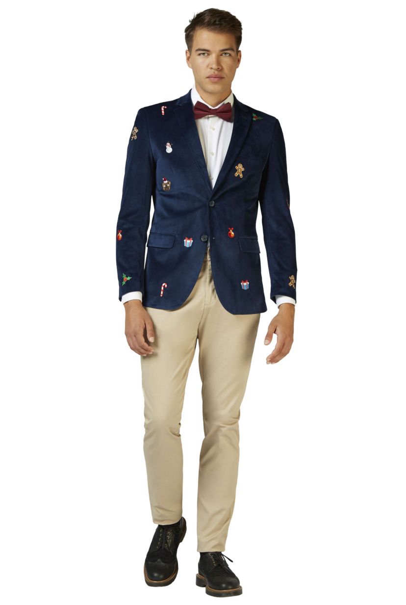 Christmas X-Mas Icons Navy Dinner Jacket Blazer