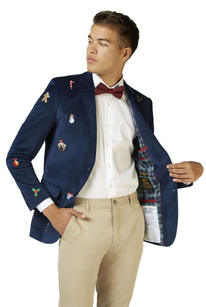 Christmas X-Mas Icons Navy Dinner Jacket Blazer