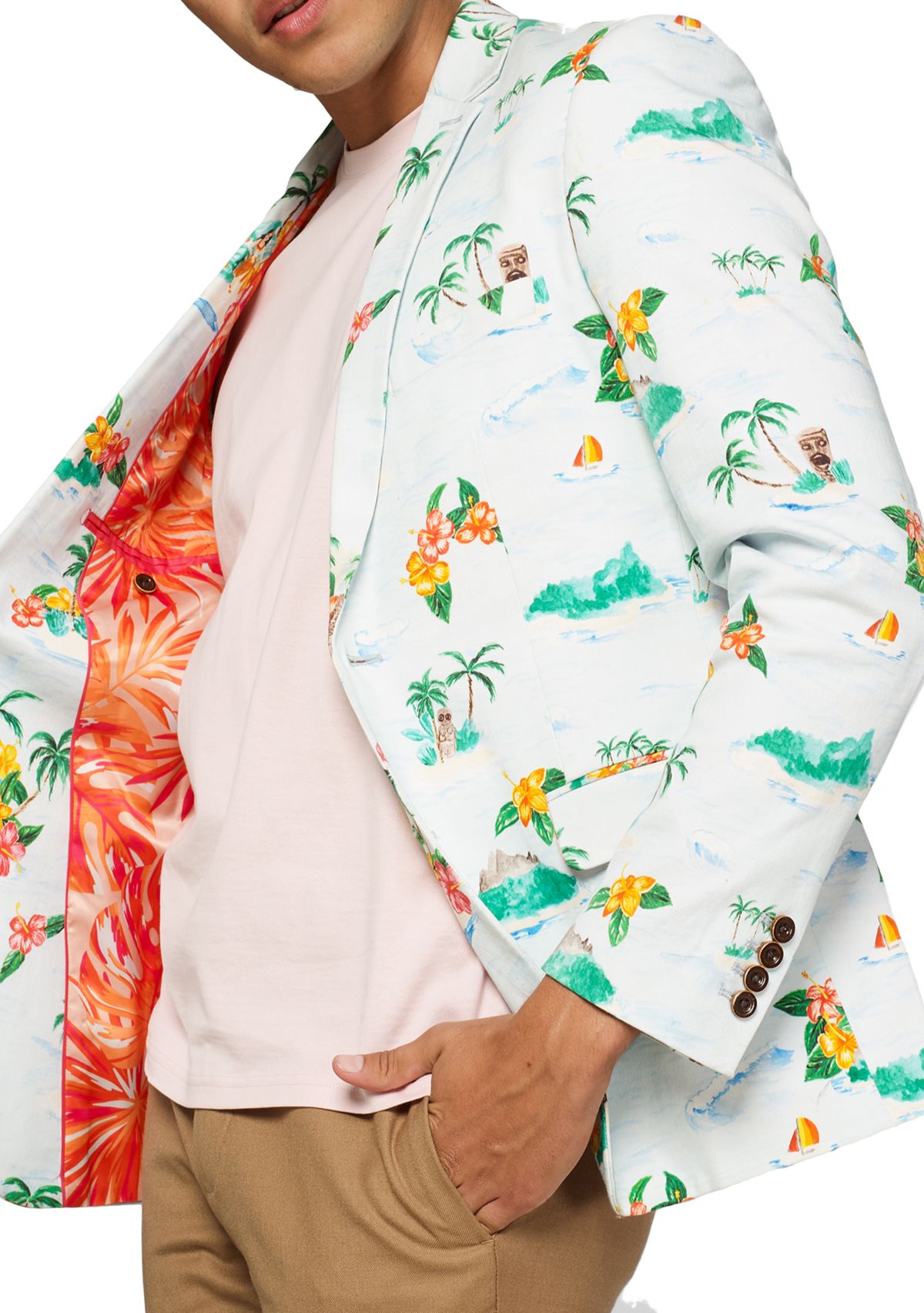 Tropical Hawaiian Aloha Blue Dinner Jacket Blazer