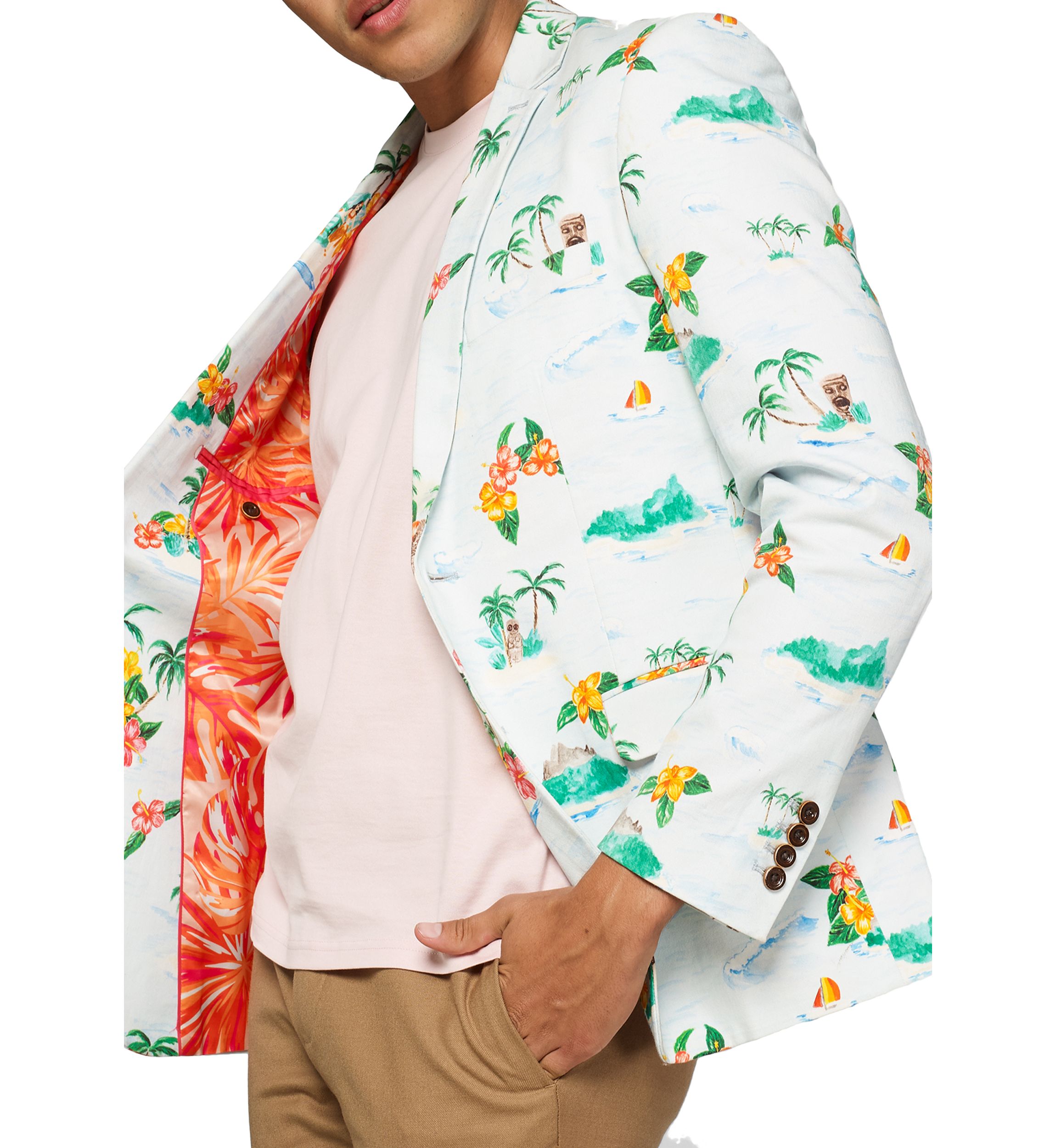 Tropical Hawaiian Aloha Blue Dinner Jacket Blazer
