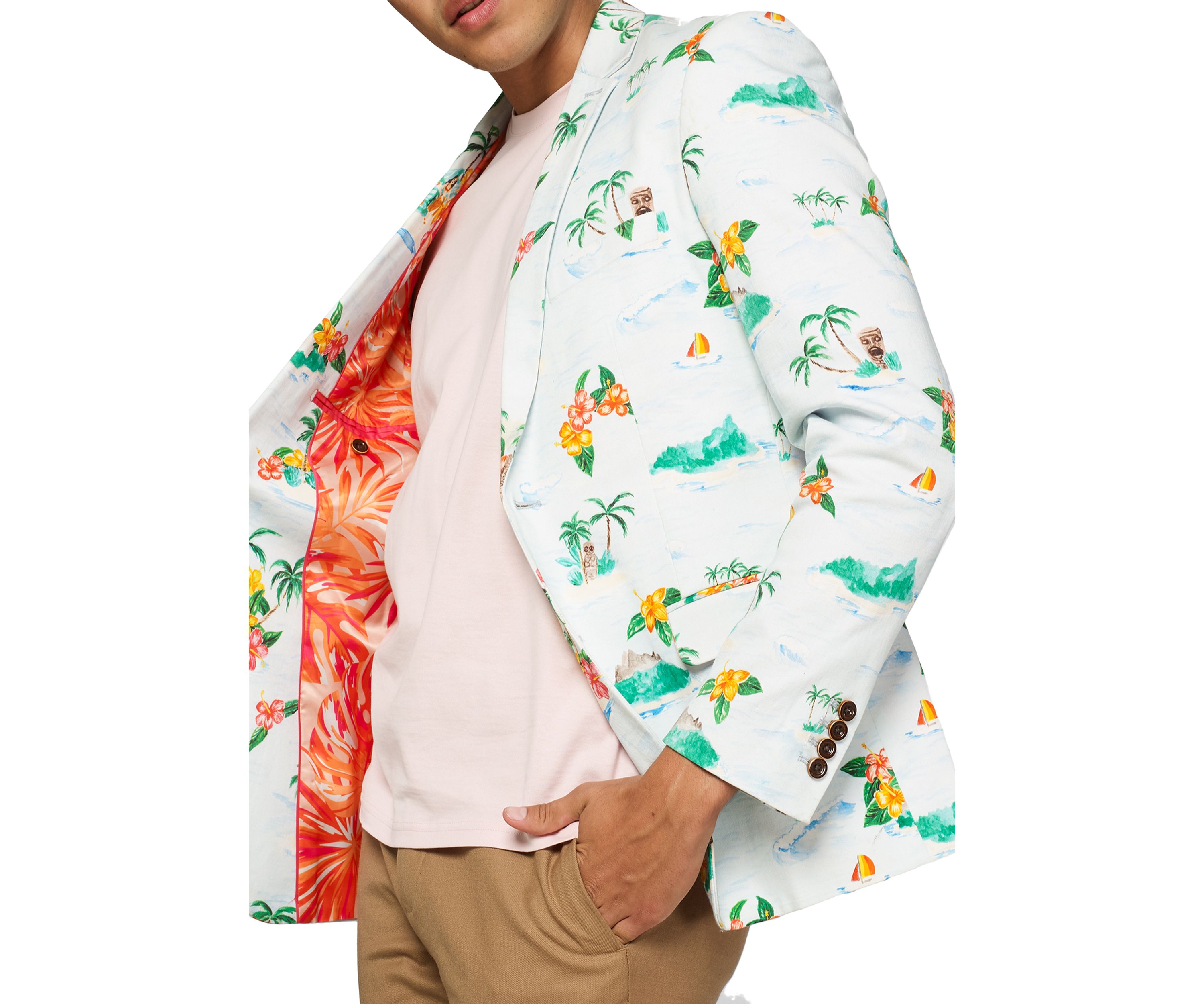 Tropical Hawaiian Aloha Blue Dinner Jacket Blazer