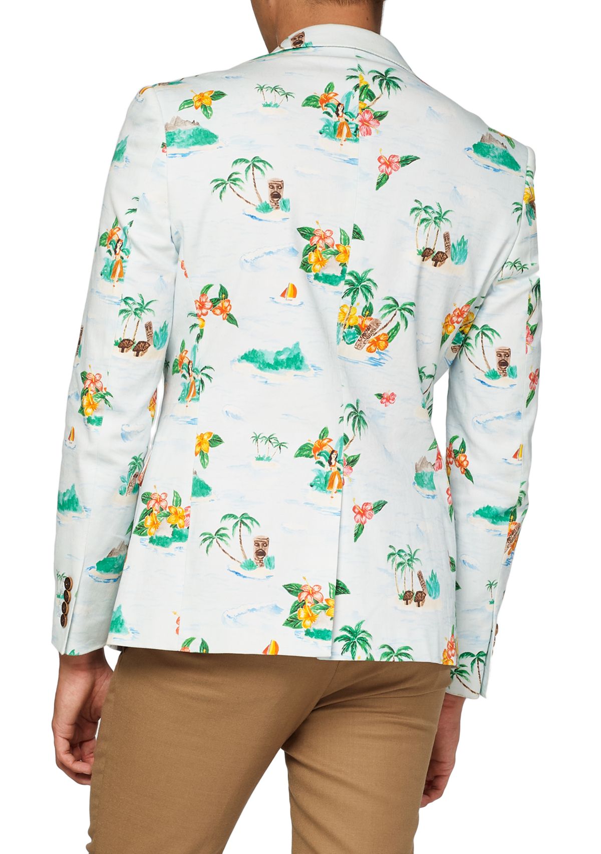 Tropical Hawaiian Aloha Blue Dinner Jacket Blazer