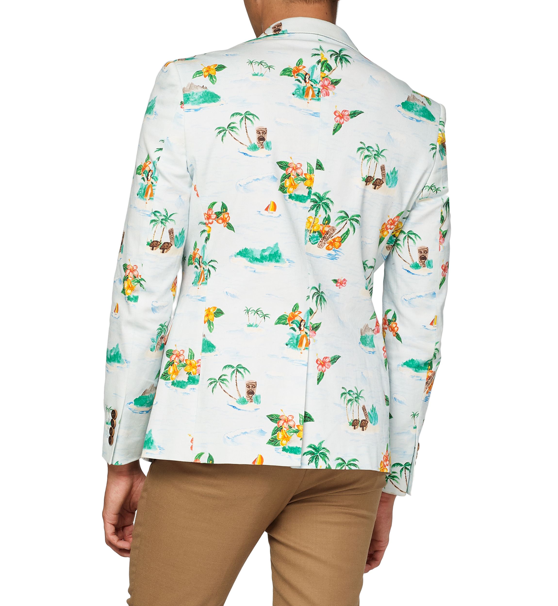 Tropical Hawaiian Aloha Blue Dinner Jacket Blazer