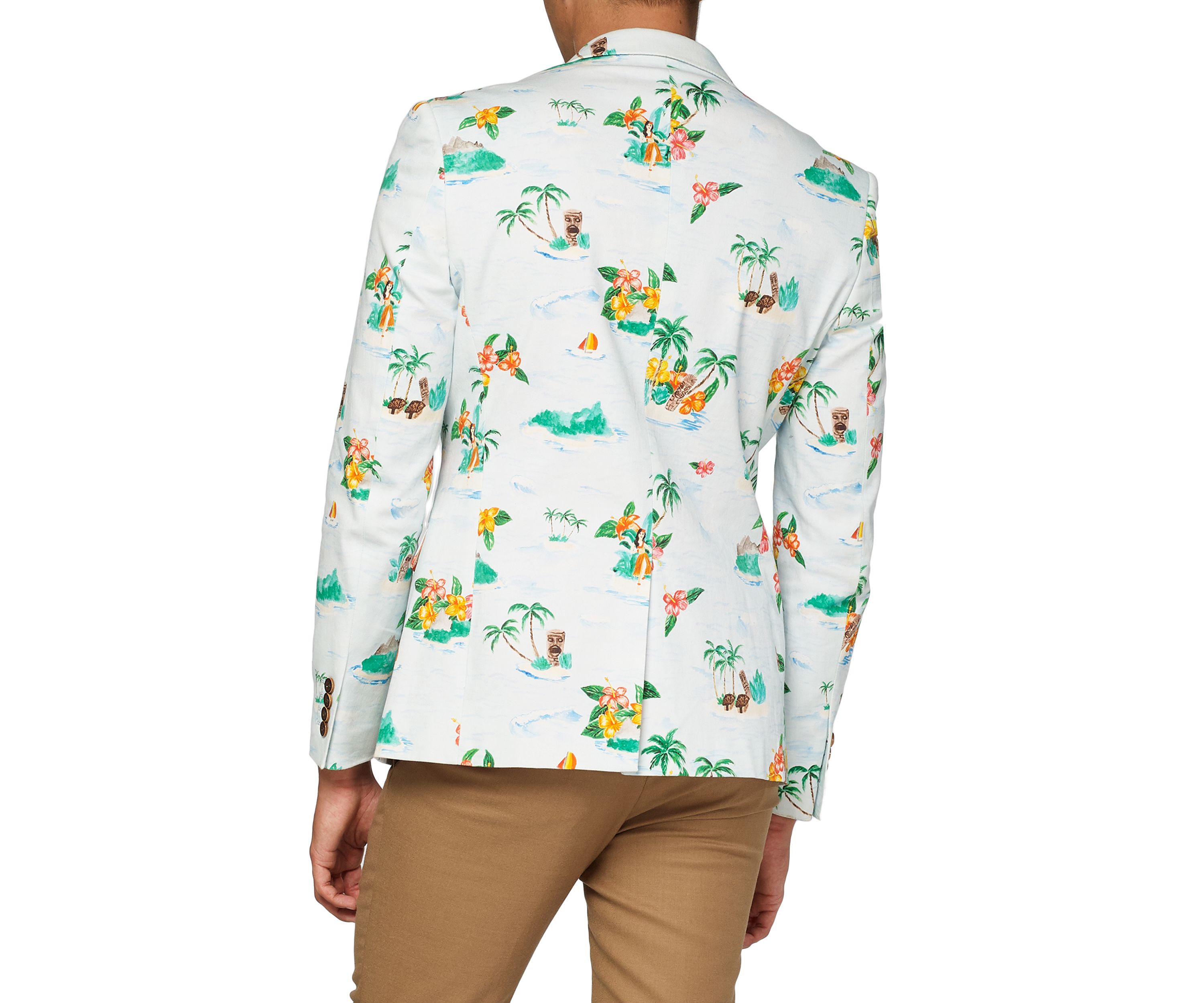 Tropical Hawaiian Aloha Blue Dinner Jacket Blazer