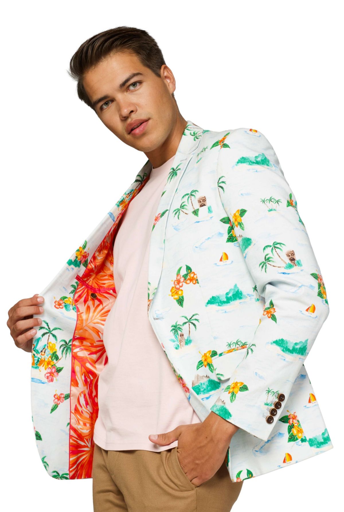Tropical Hawaiian Aloha Blue Dinner Jacket Blazer
