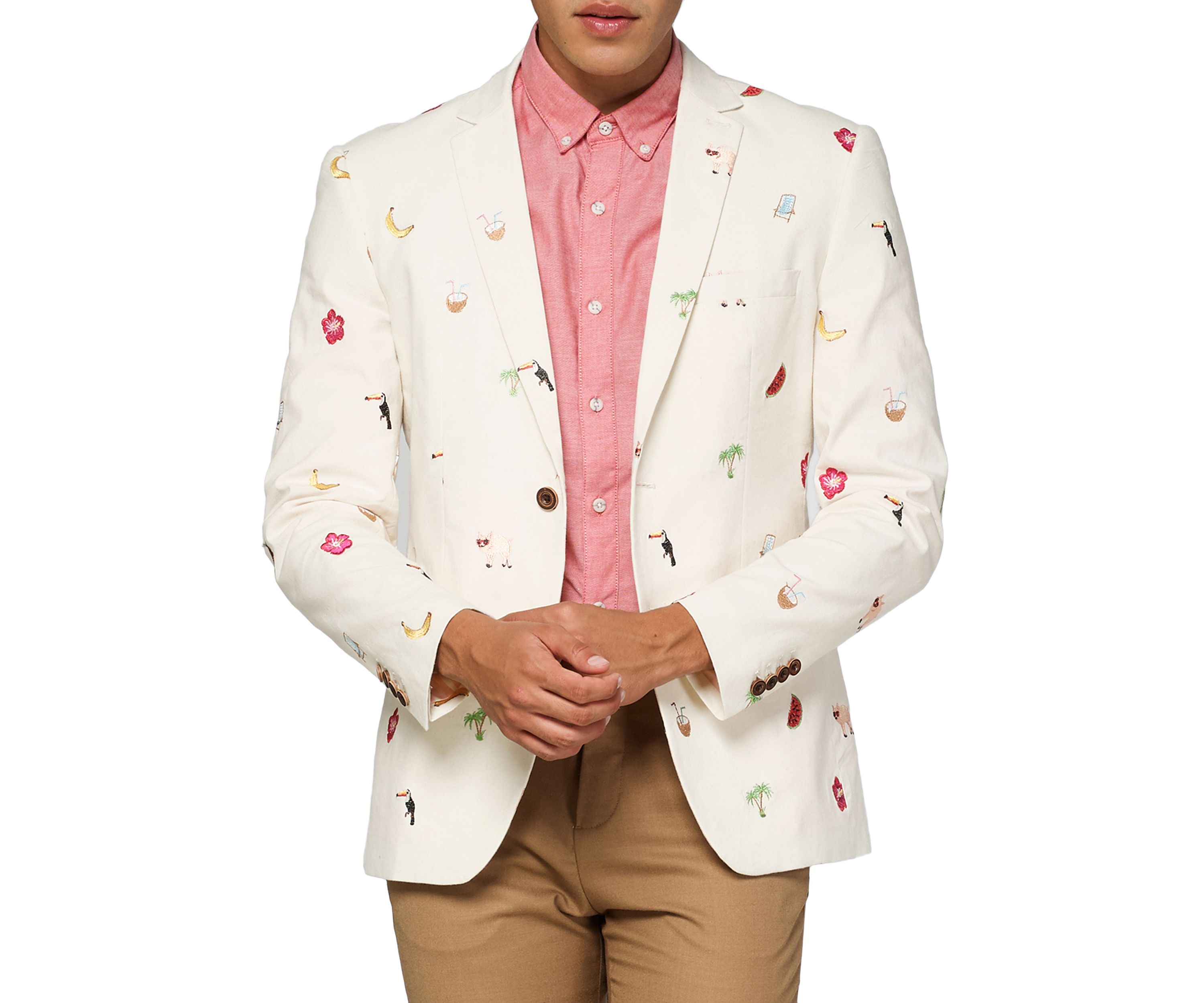 Tropical Summer Icons Off White Blazer