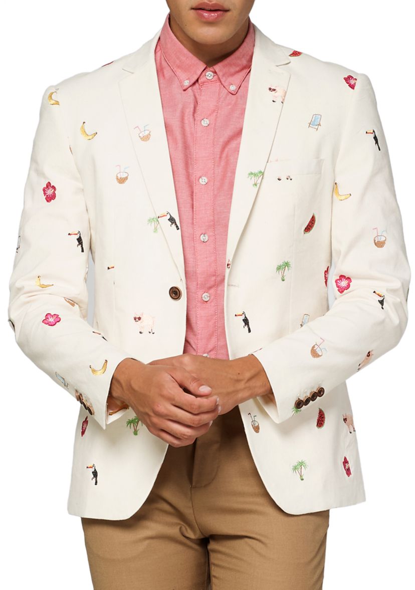 Tropical Summer Icons Off White Blazer