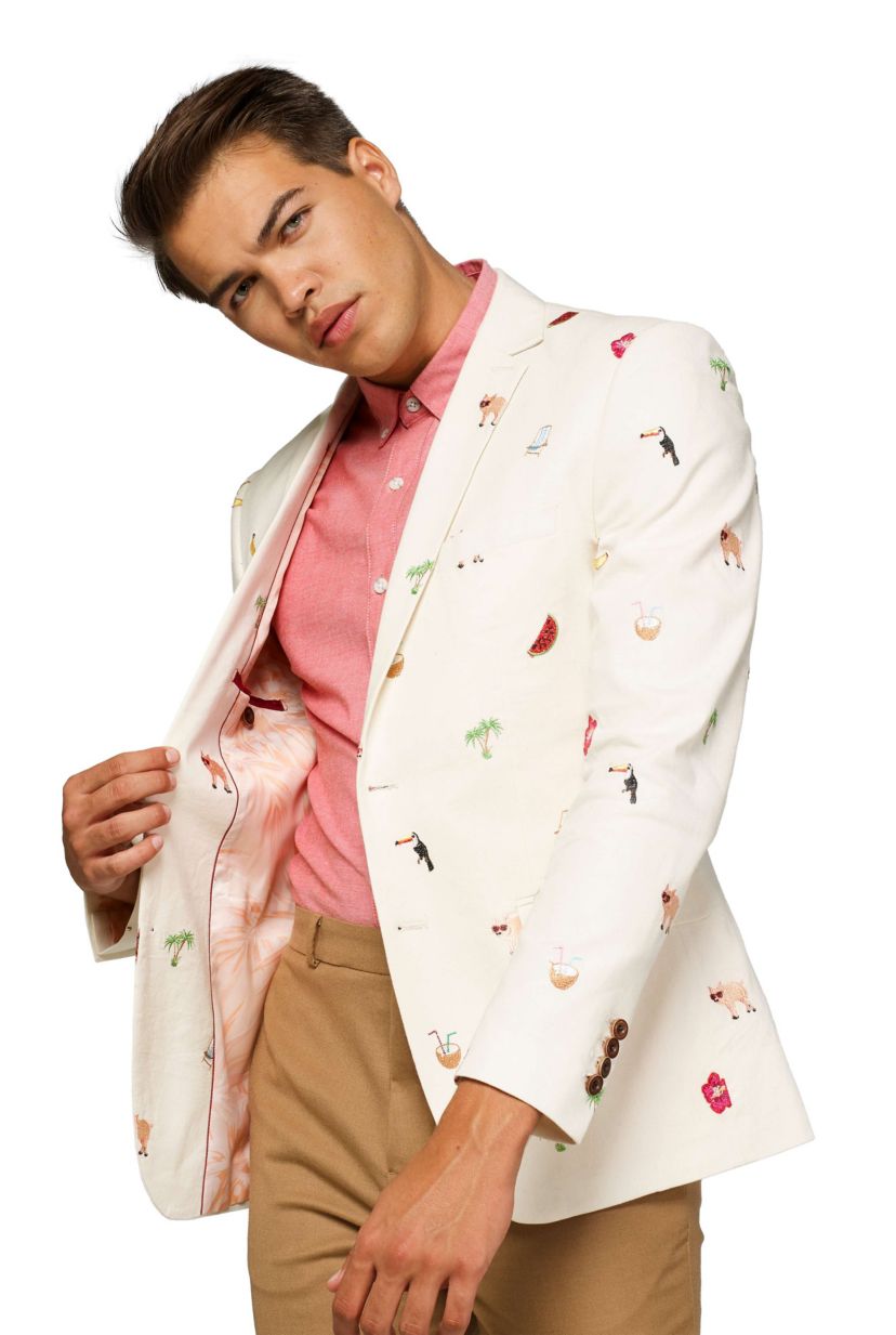 Tropical Summer Icons Off White Blazer