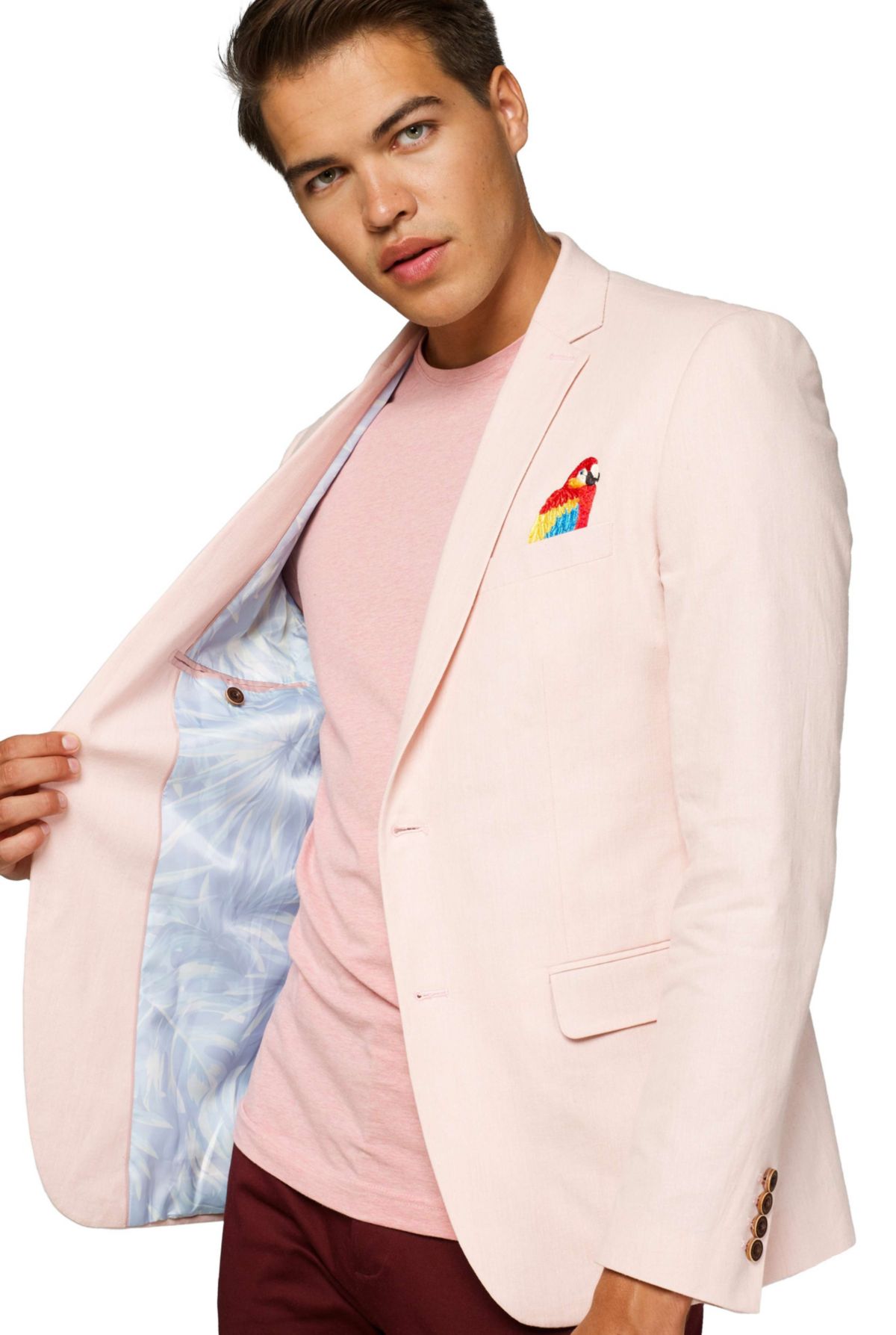 Tropical Birdie Soft Pink Dinner Jacket Blazer