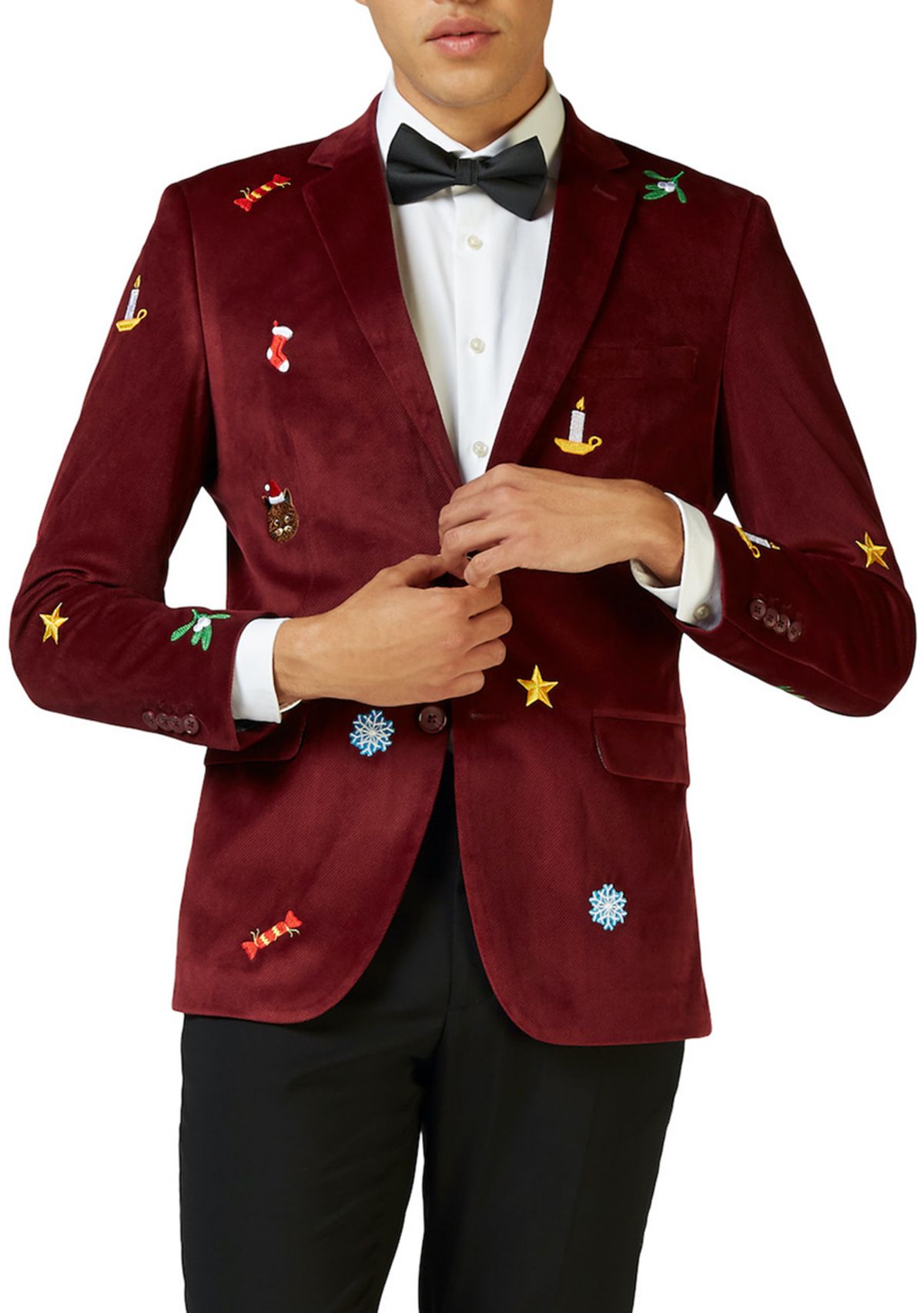 Christmas X-Mas Icons Deep Burgundy Dinner Jacket Blazer