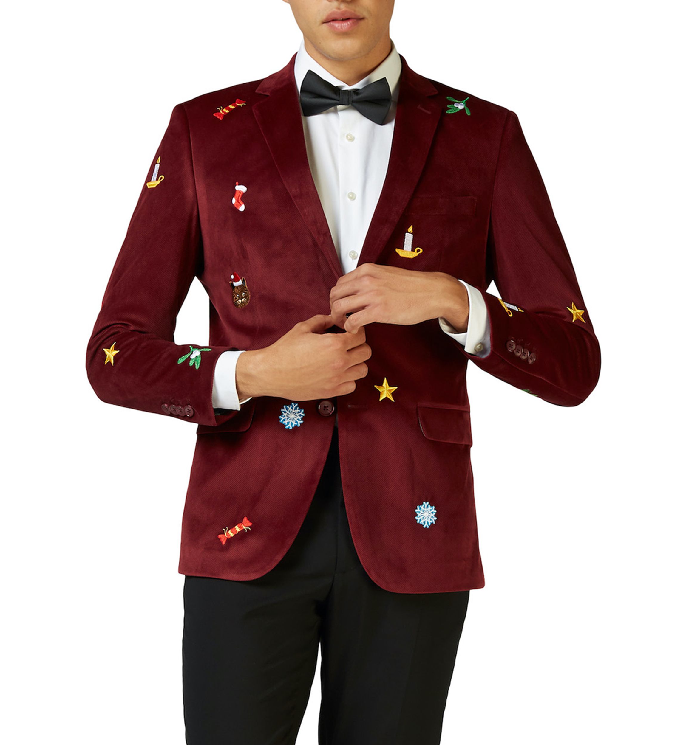 Christmas X-Mas Icons Deep Burgundy Dinner Jacket Blazer