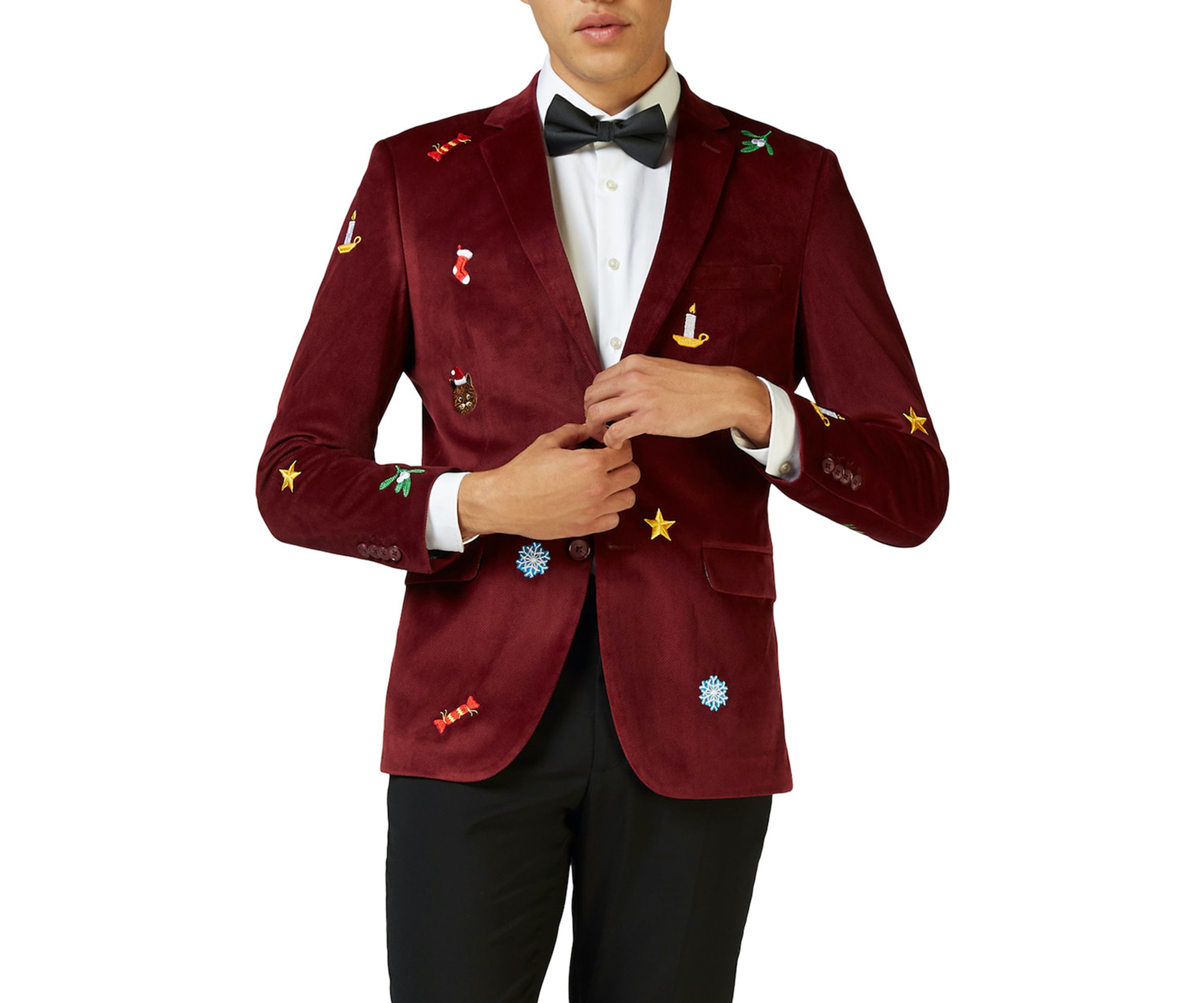 Christmas X-Mas Icons Deep Burgundy Dinner Jacket Blazer