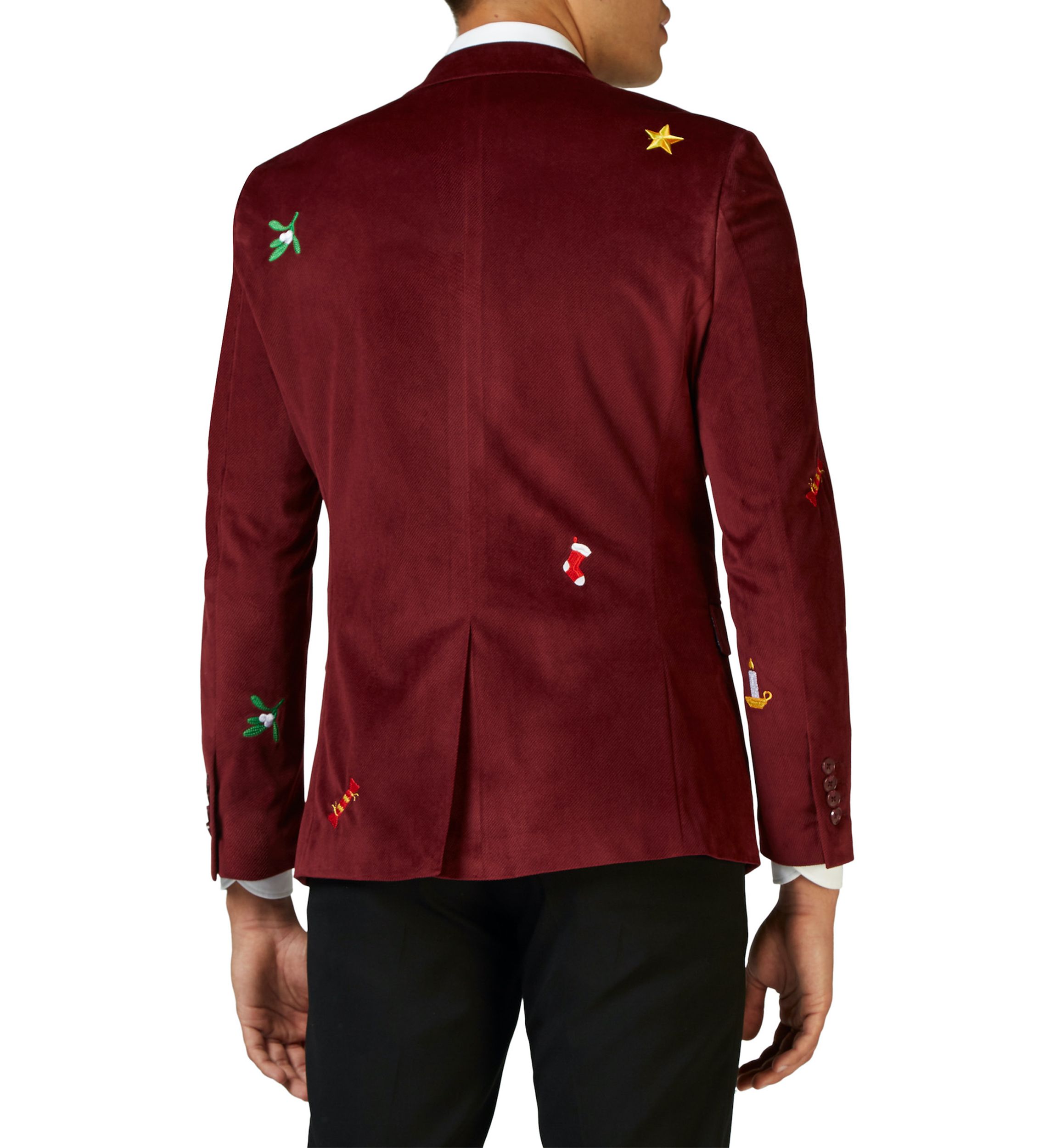 Christmas X-Mas Icons Deep Burgundy Dinner Jacket Blazer
