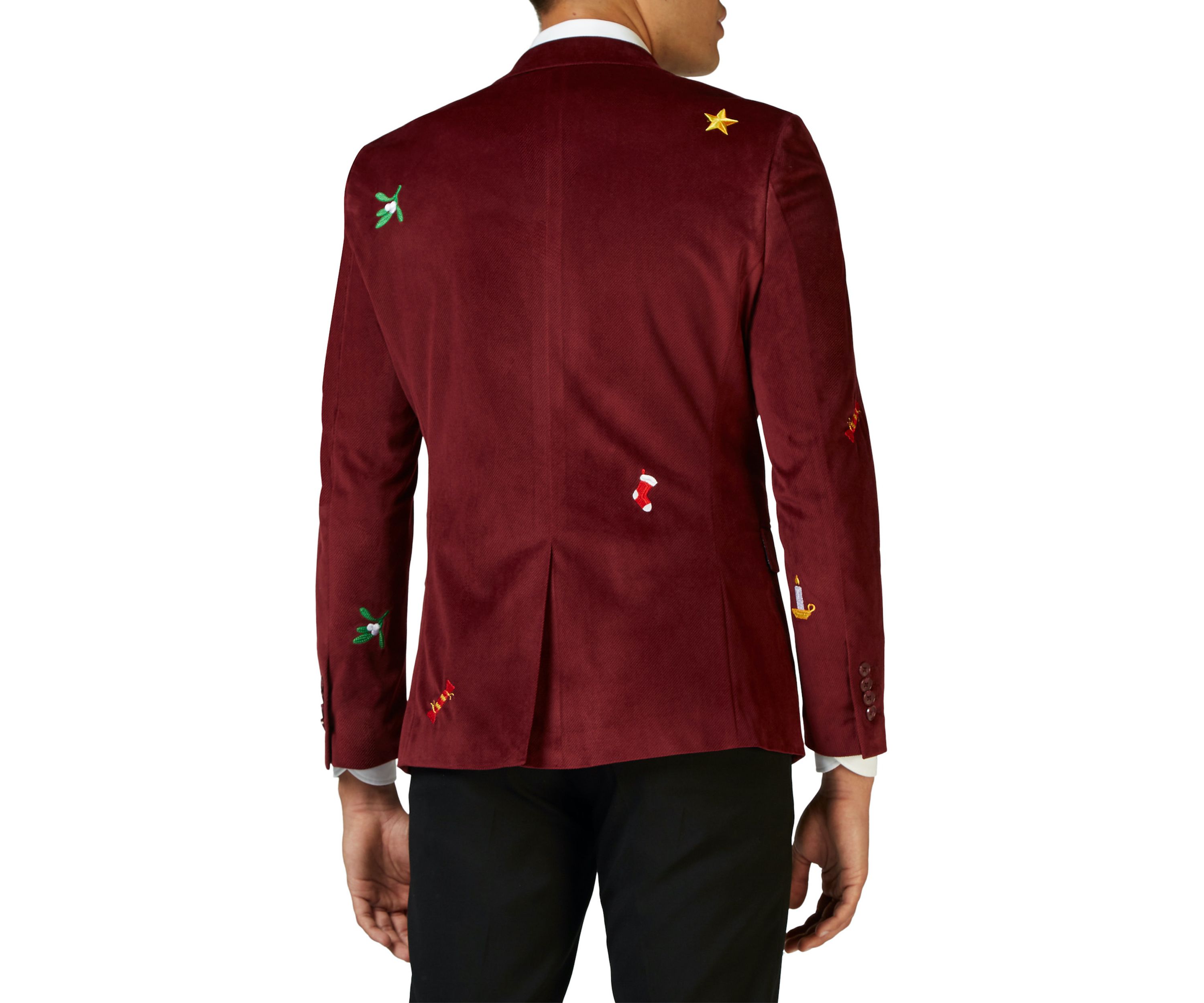 Christmas X-Mas Icons Deep Burgundy Dinner Jacket Blazer