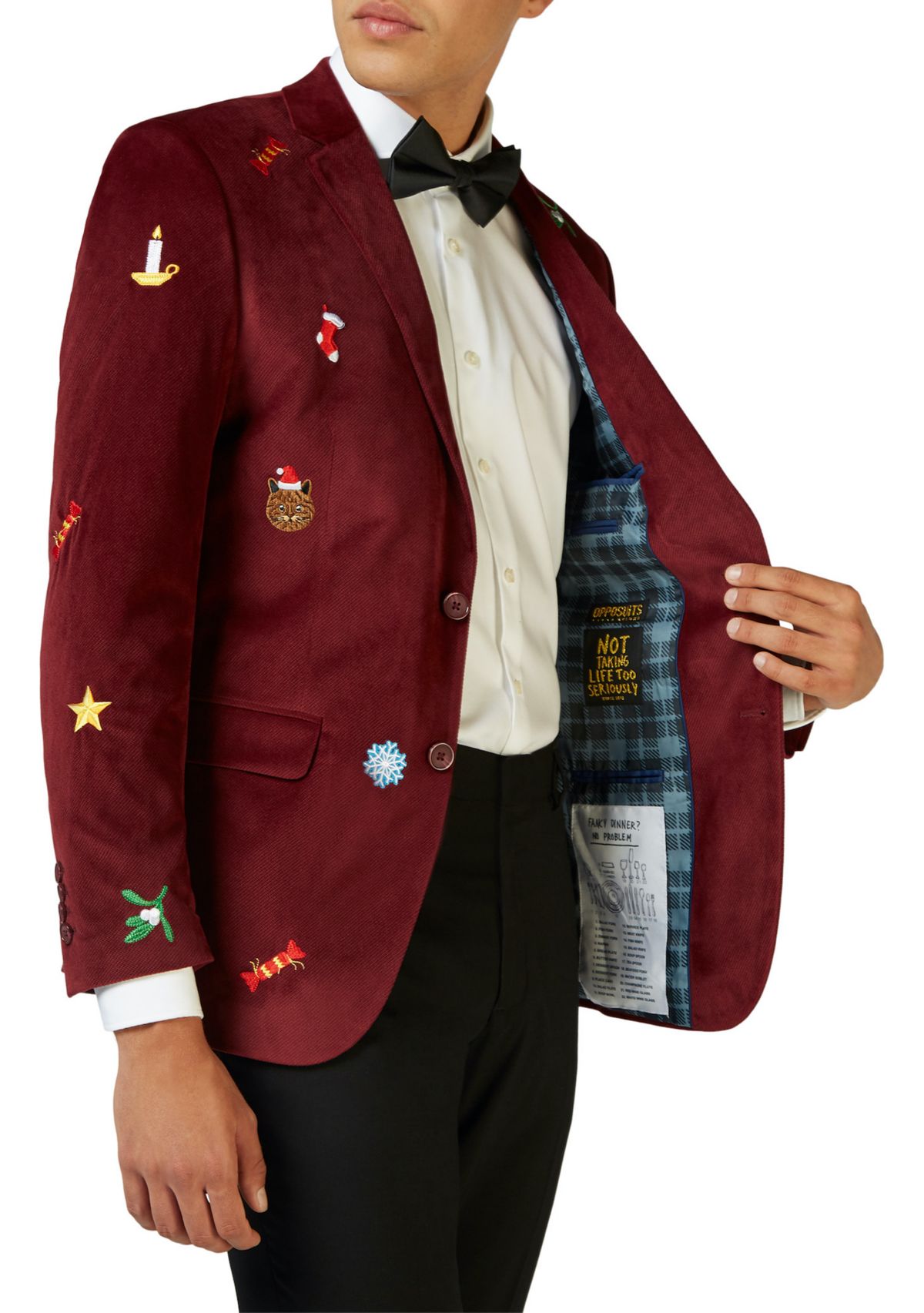 Christmas X-Mas Icons Deep Burgundy Dinner Jacket Blazer