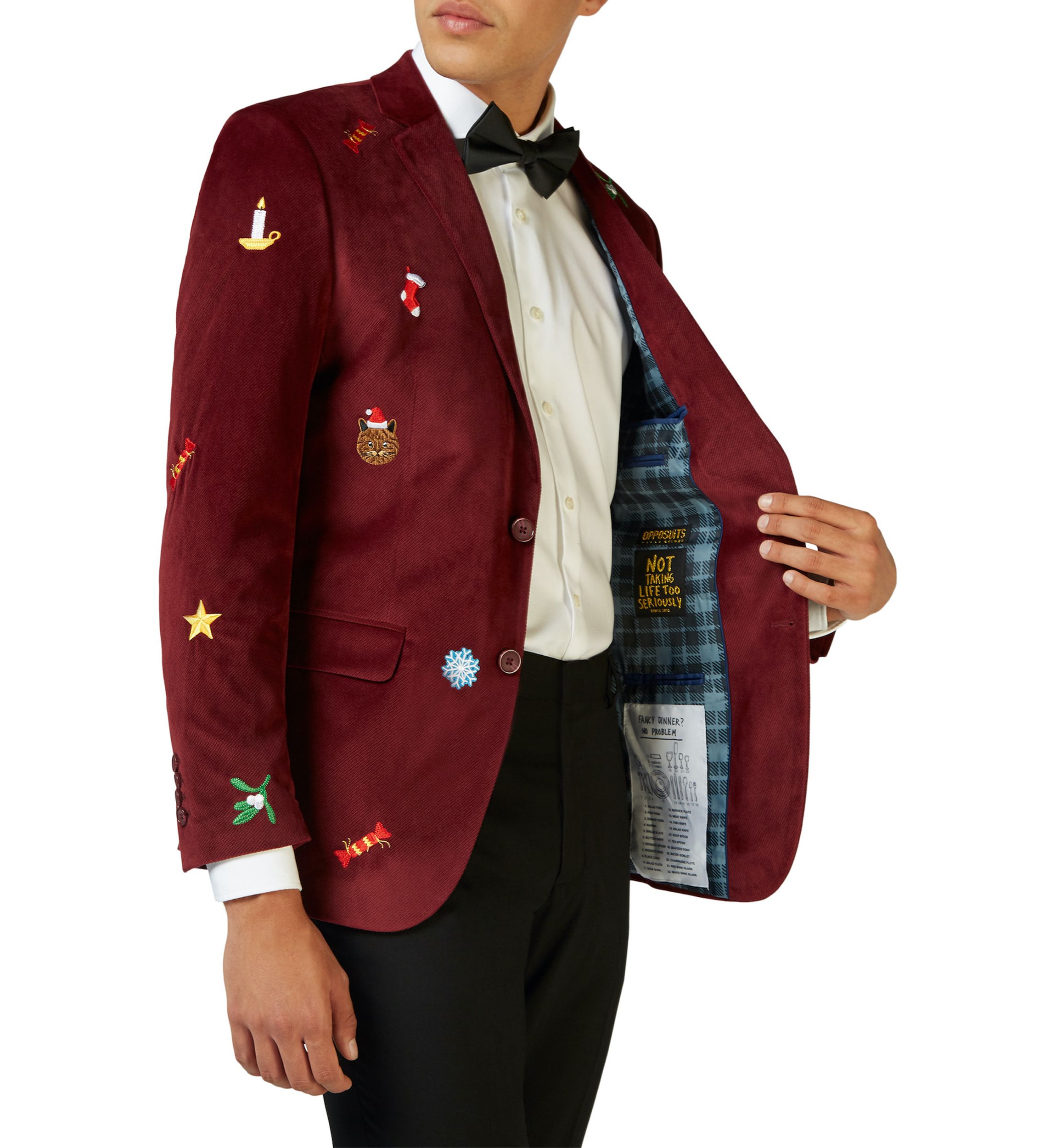 Christmas X-Mas Icons Deep Burgundy Dinner Jacket Blazer