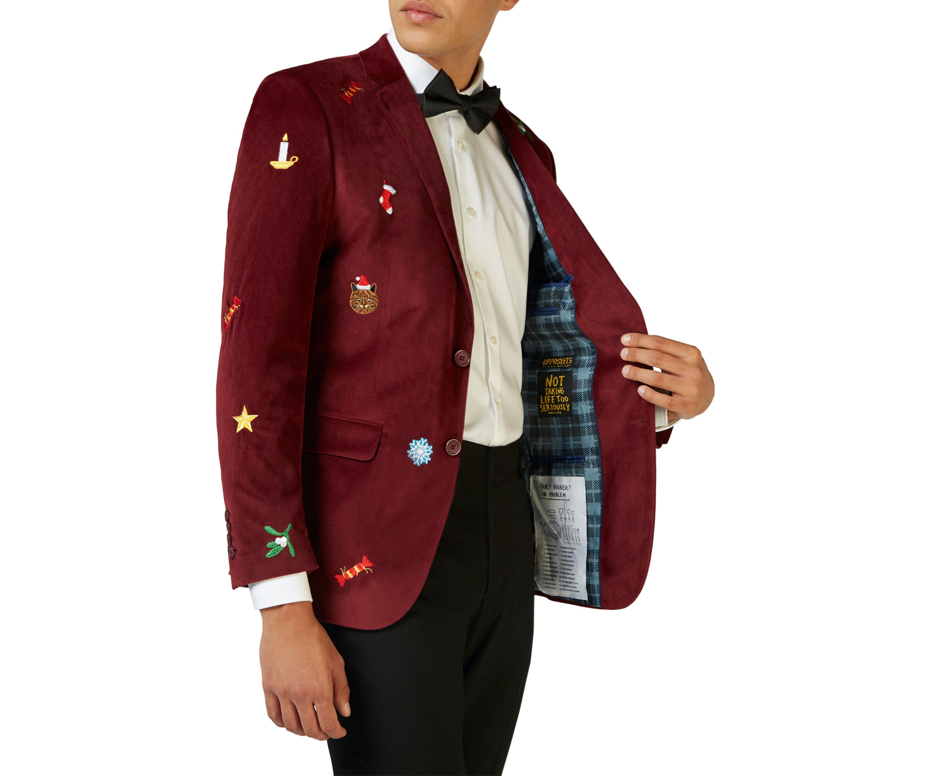 Christmas X-Mas Icons Deep Burgundy Dinner Jacket Blazer