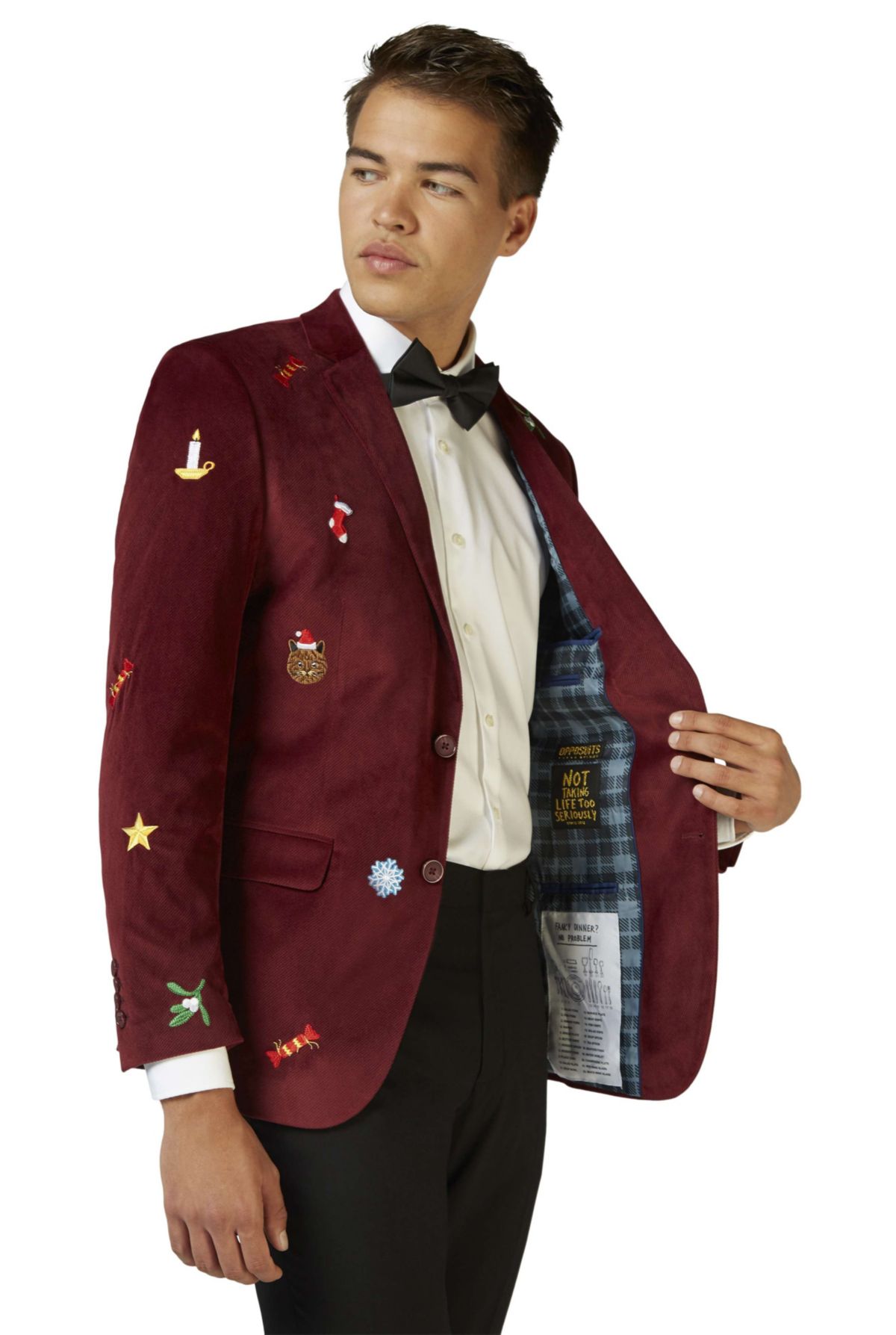 Christmas X-Mas Icons Deep Burgundy Dinner Jacket Blazer