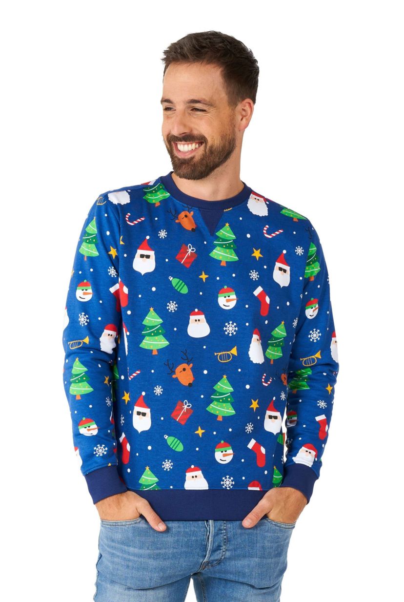 OppoSuits Mens Christmas Sweatshirt - Festivity Blue