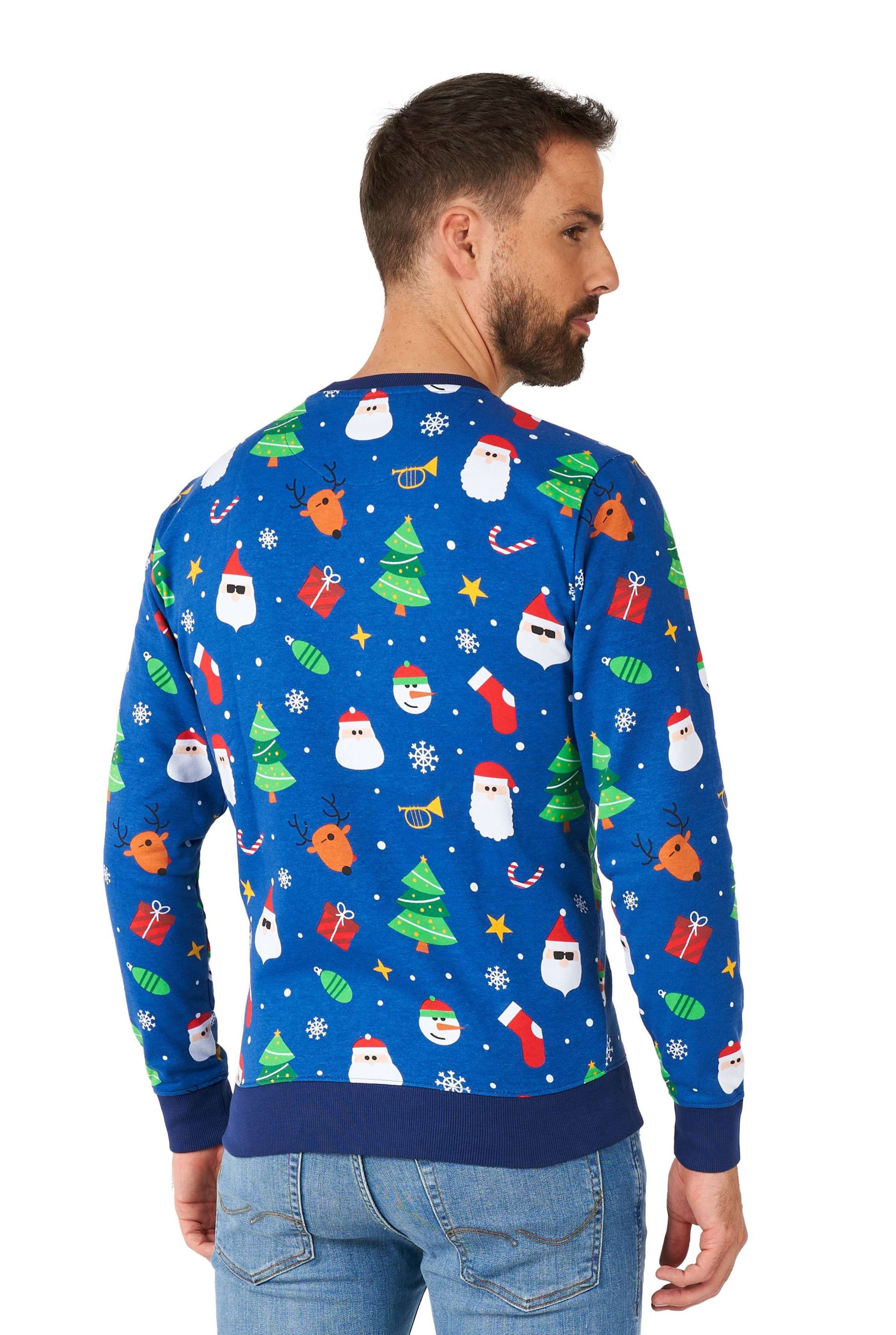 OppoSuits Mens Christmas Sweatshirt - Festivity Blue