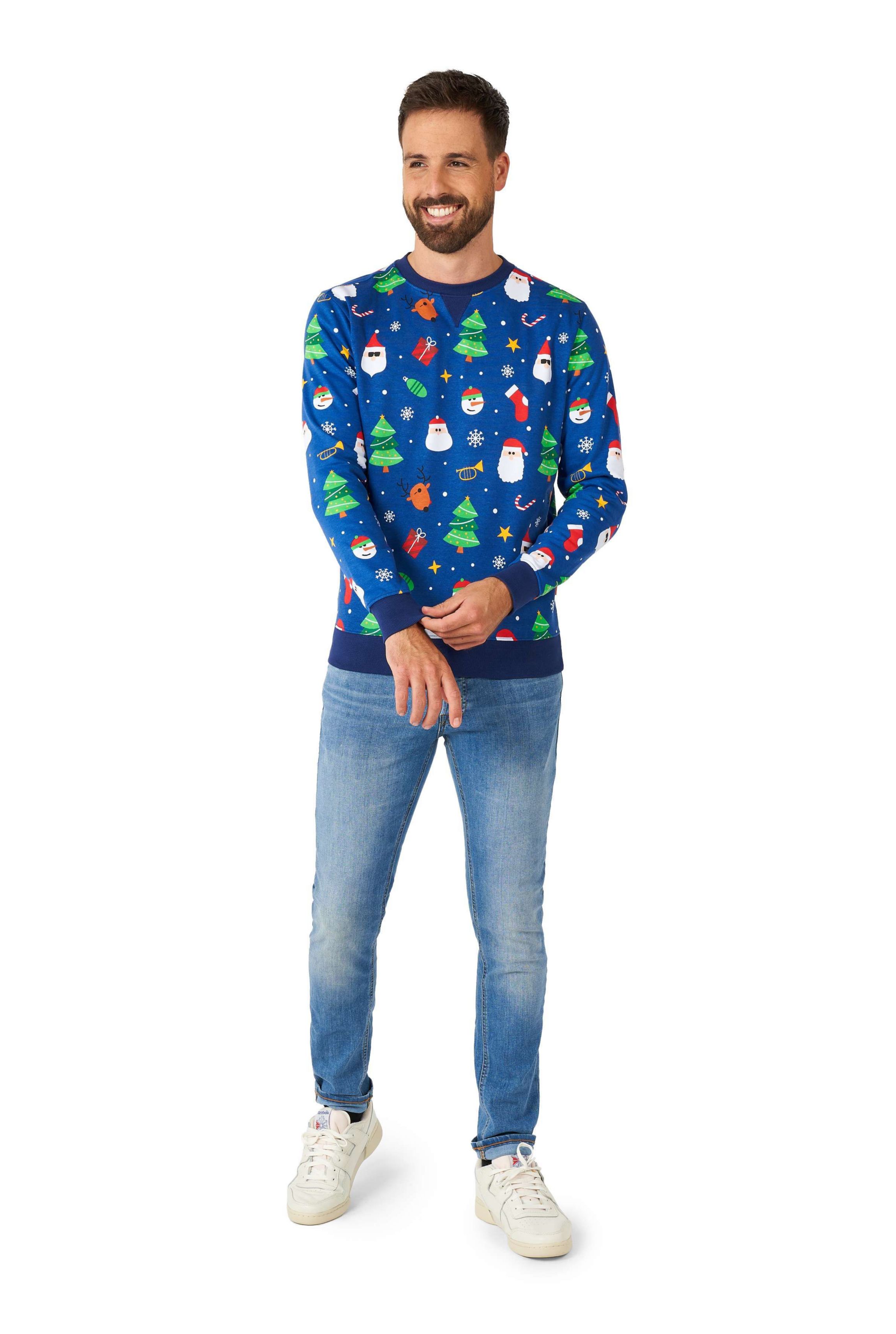 OppoSuits Mens Christmas Sweatshirt - Festivity Blue