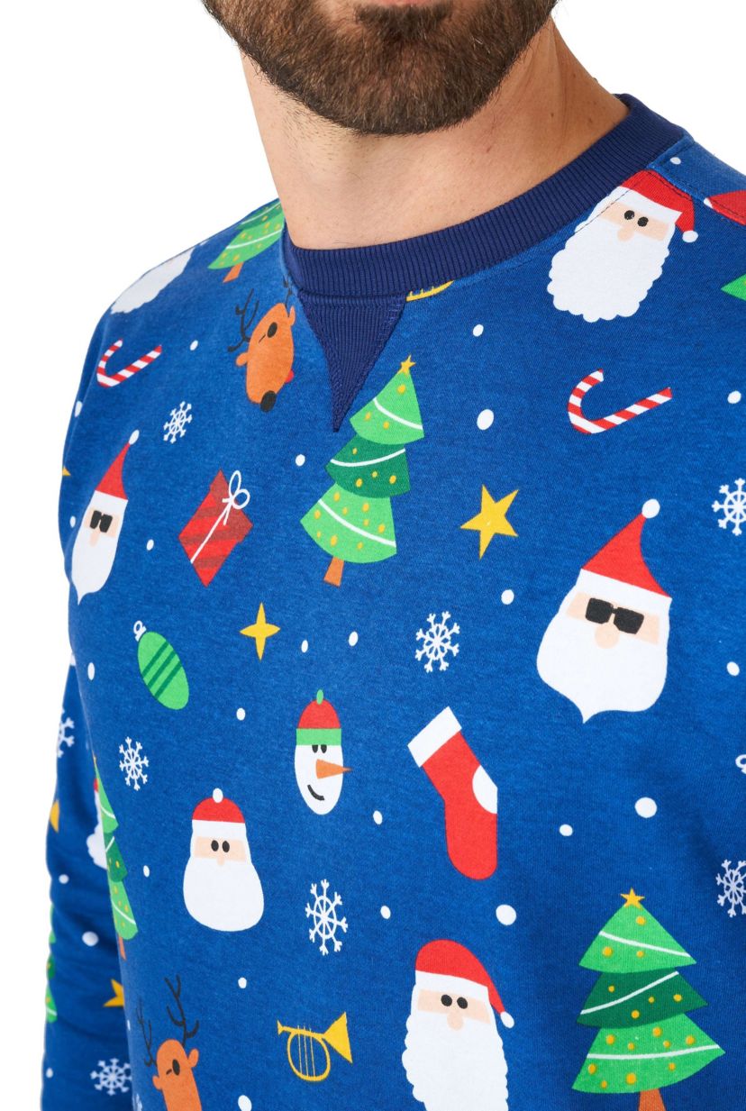 OppoSuits Mens Christmas Sweatshirt - Festivity Blue