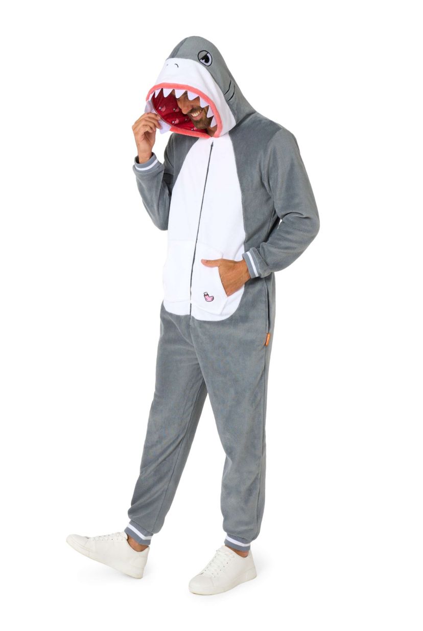 OppoSuits Shark Costume Outfit - Animal Body Suit for Adults - Grey