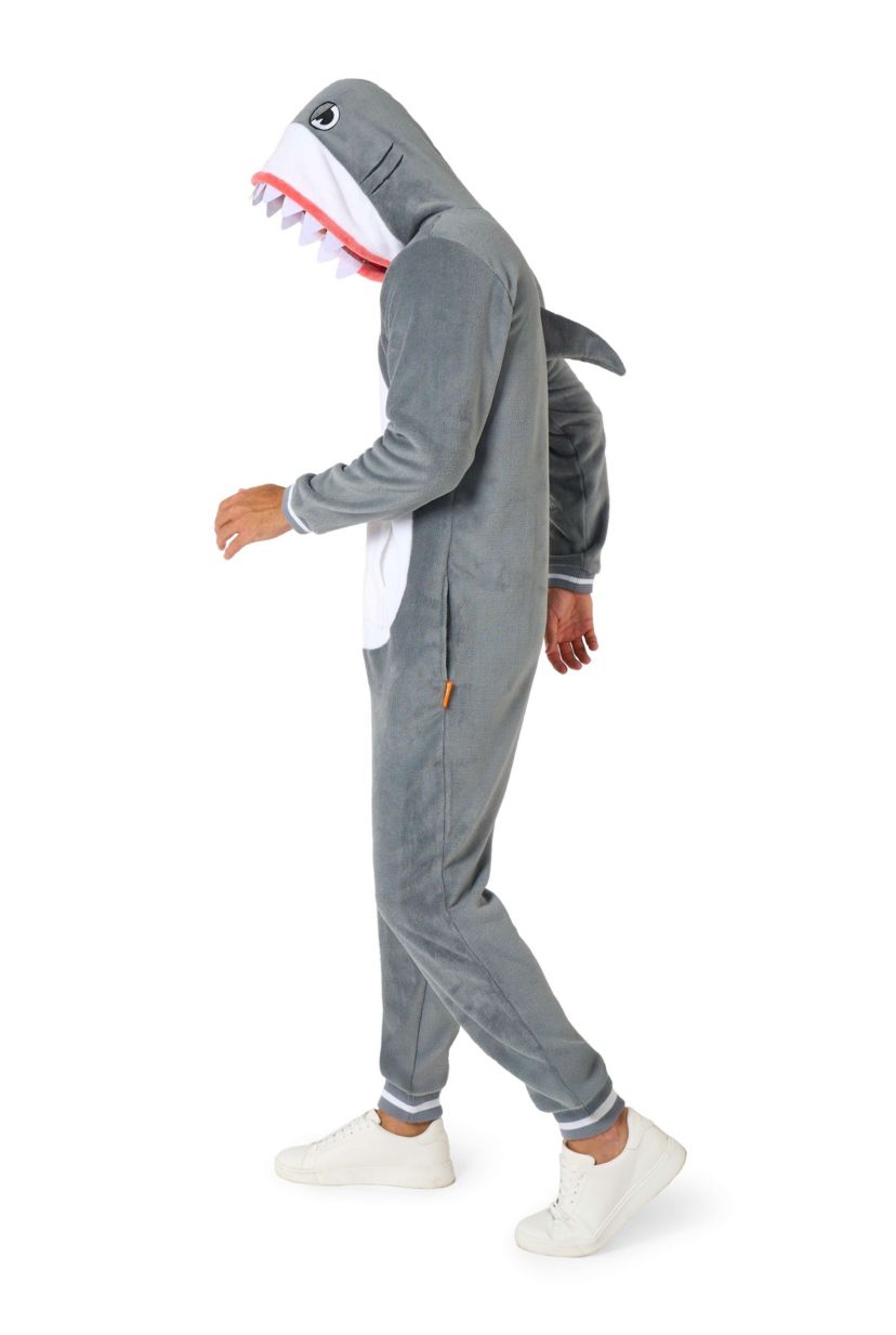 OppoSuits Shark Costume Outfit - Animal Body Suit for Adults - Grey