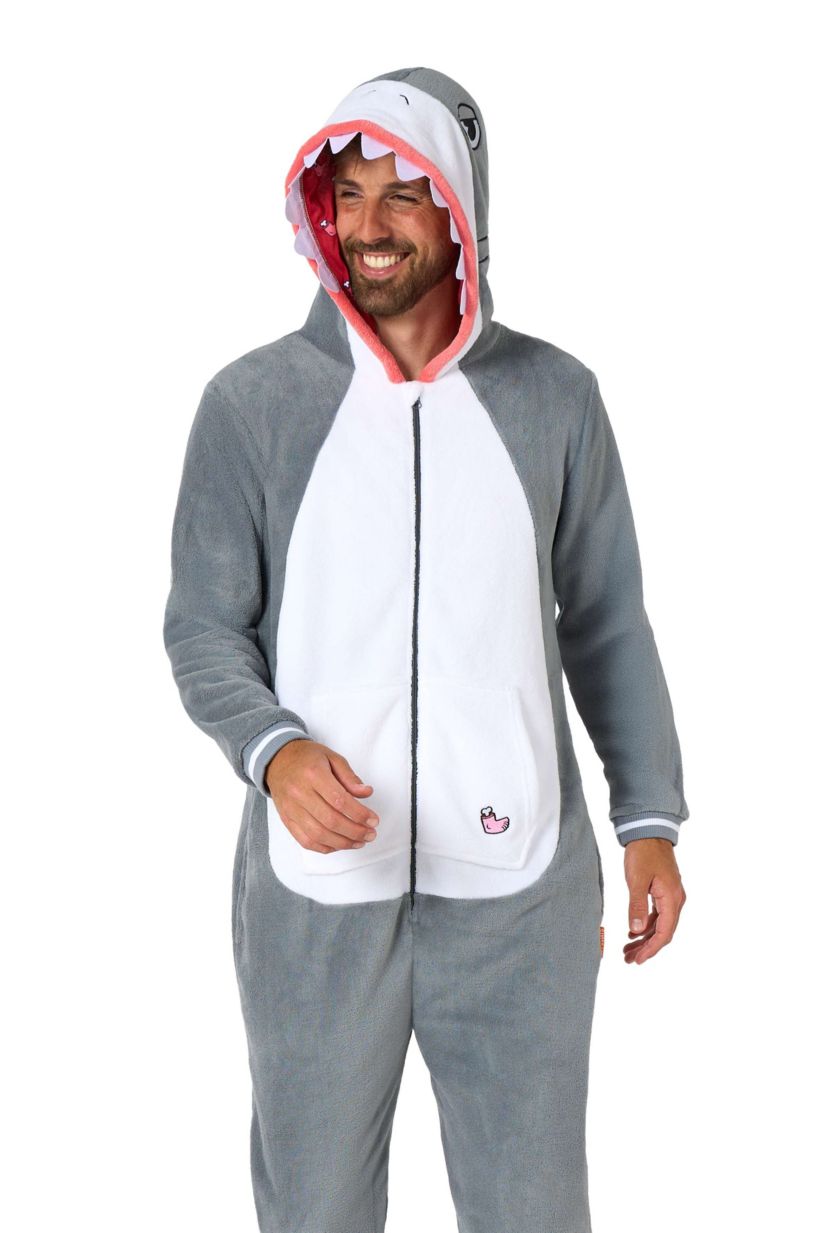 OppoSuits Shark Costume Outfit - Animal Body Suit for Adults - Grey