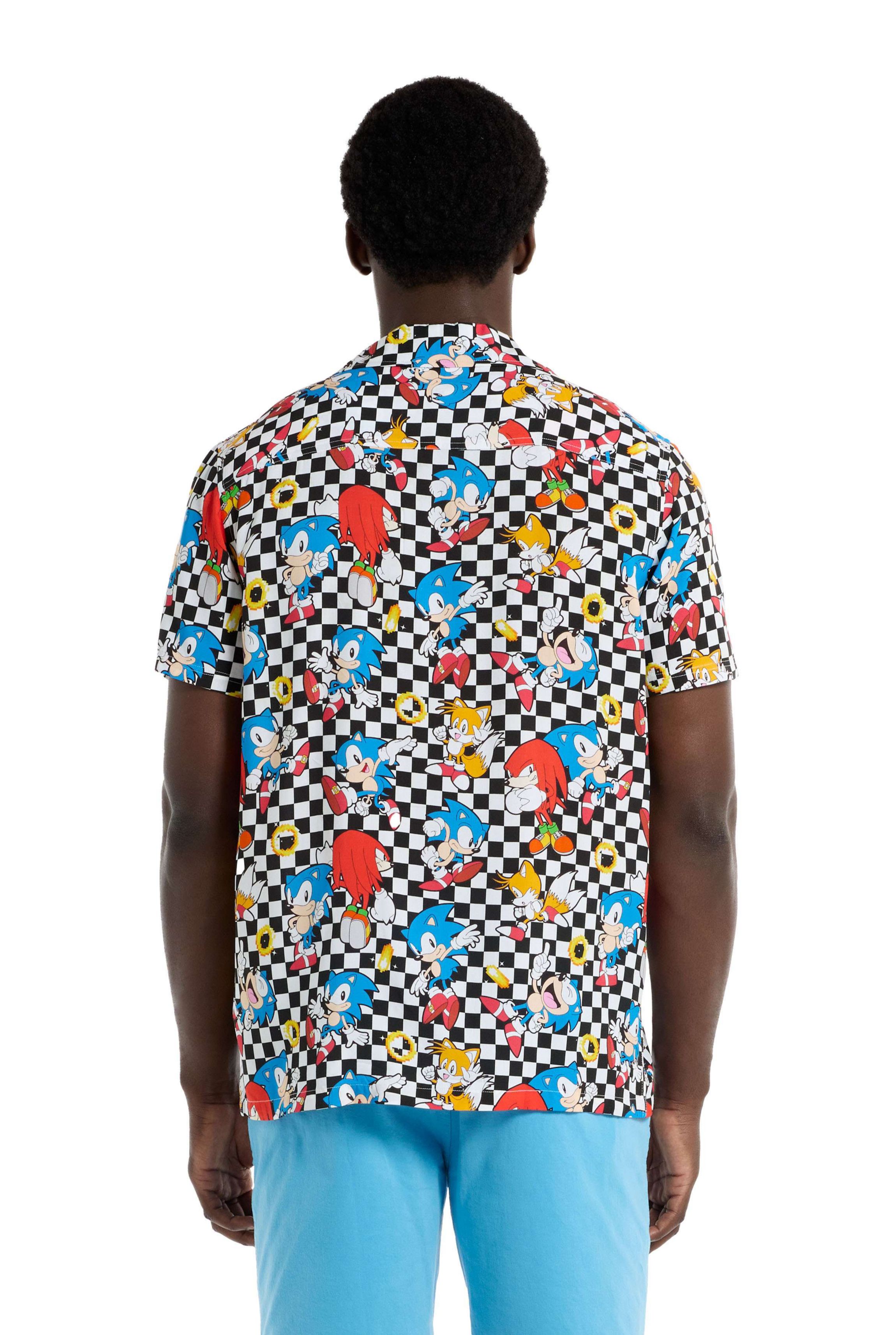 OppoSuits Mens Hawaiian Shirt - Short Sleeve Shirt - Sonic Retro