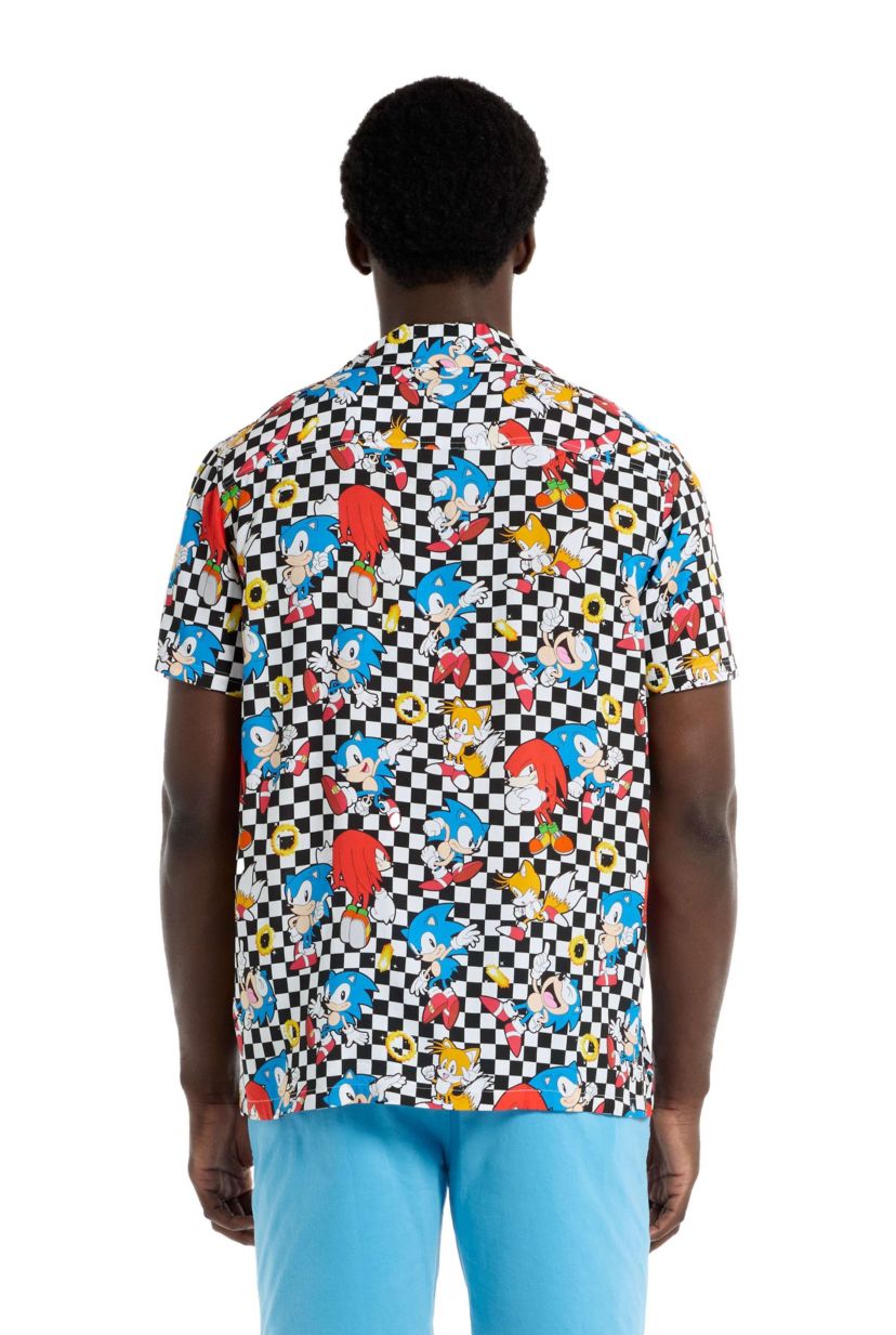 OppoSuits Mens Hawaiian Shirt - Short Sleeve Shirt - Sonic Retro