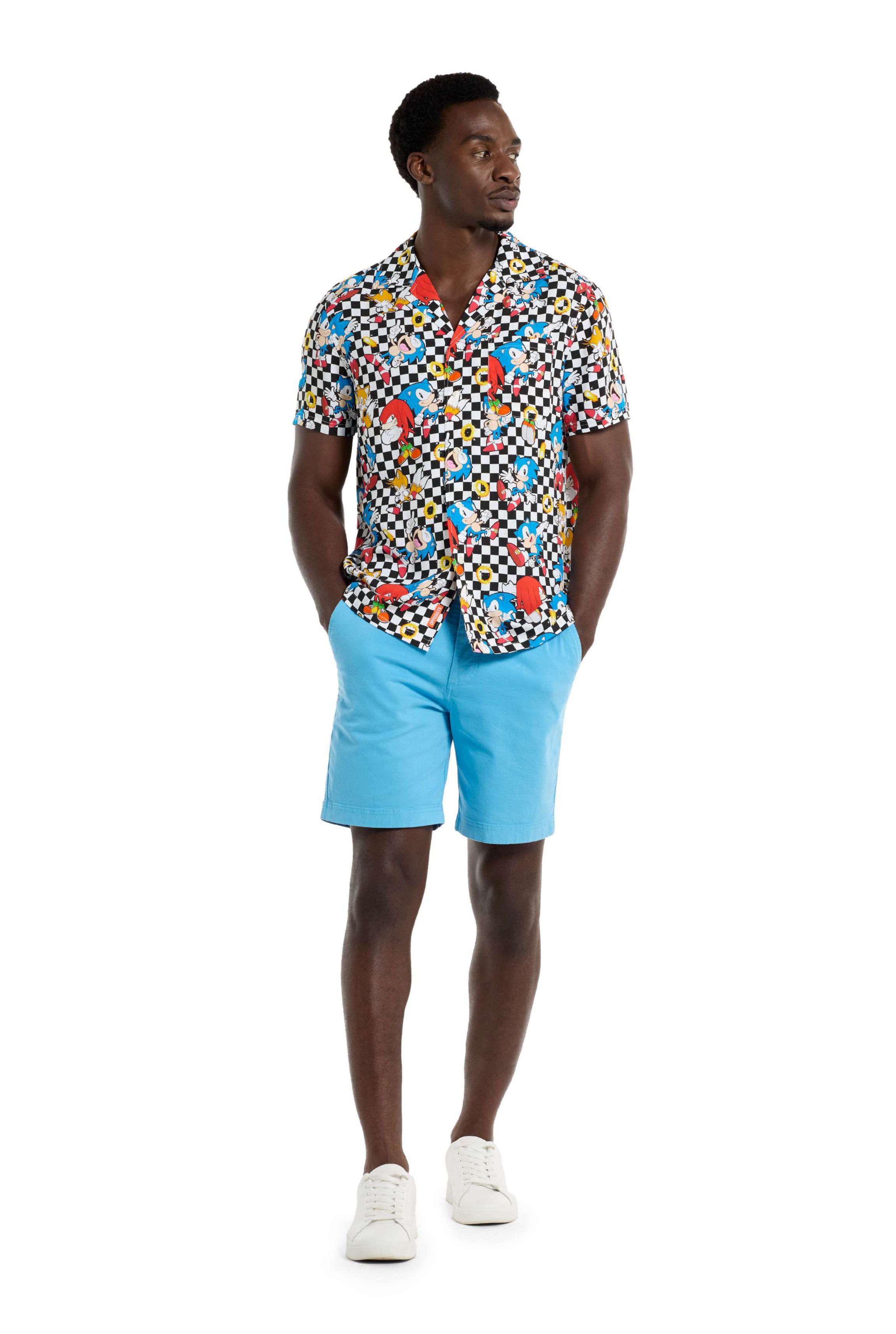 OppoSuits Mens Hawaiian Shirt - Short Sleeve Shirt - Sonic Retro