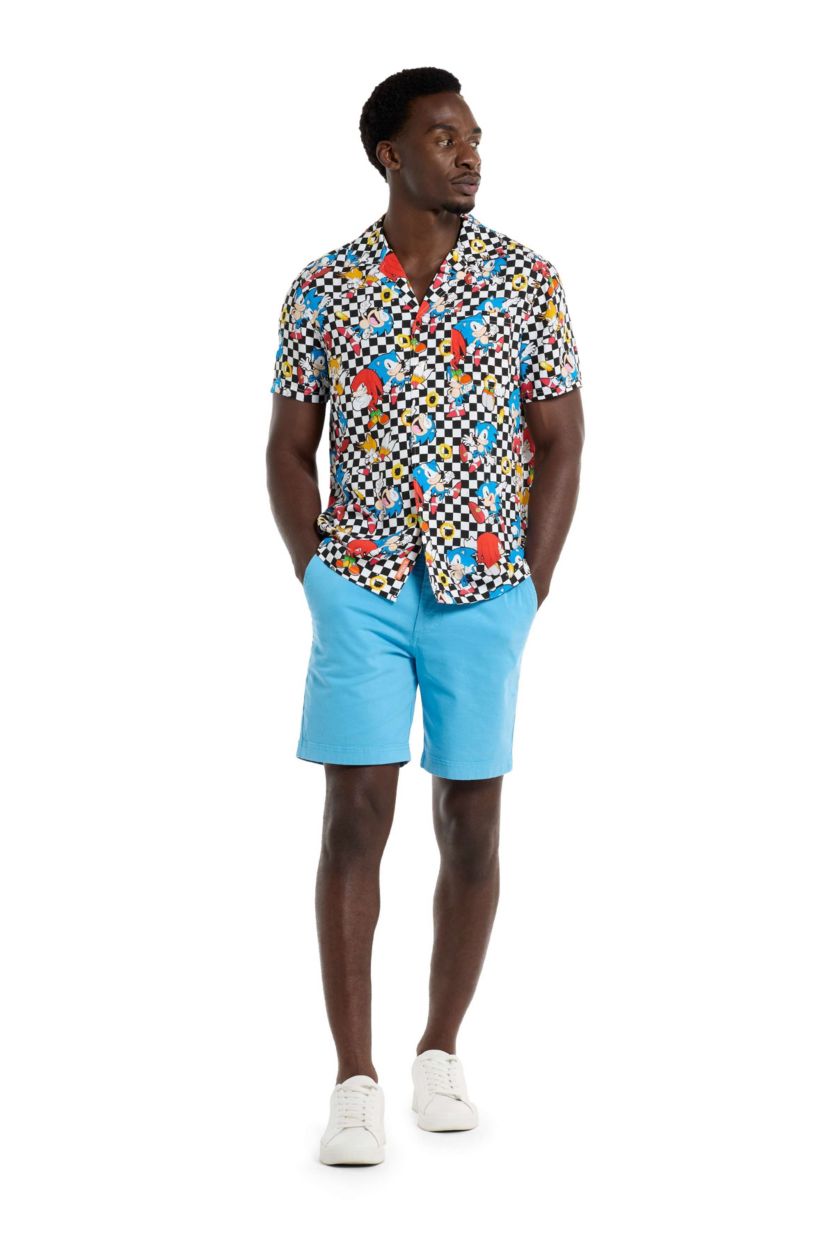 OppoSuits Mens Hawaiian Shirt - Short Sleeve Shirt - Sonic Retro