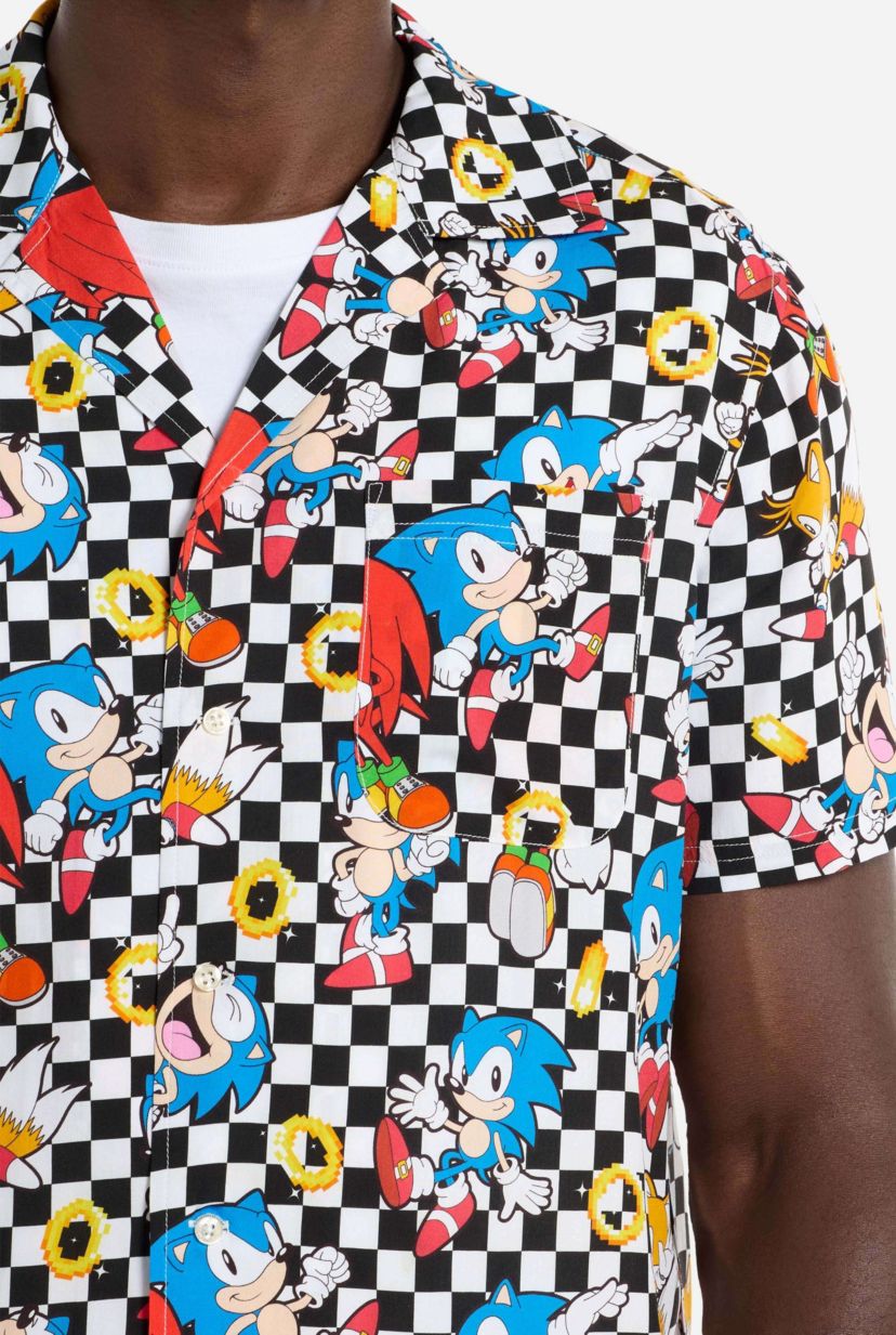 OppoSuits Mens Hawaiian Shirt - Short Sleeve Shirt - Sonic Retro