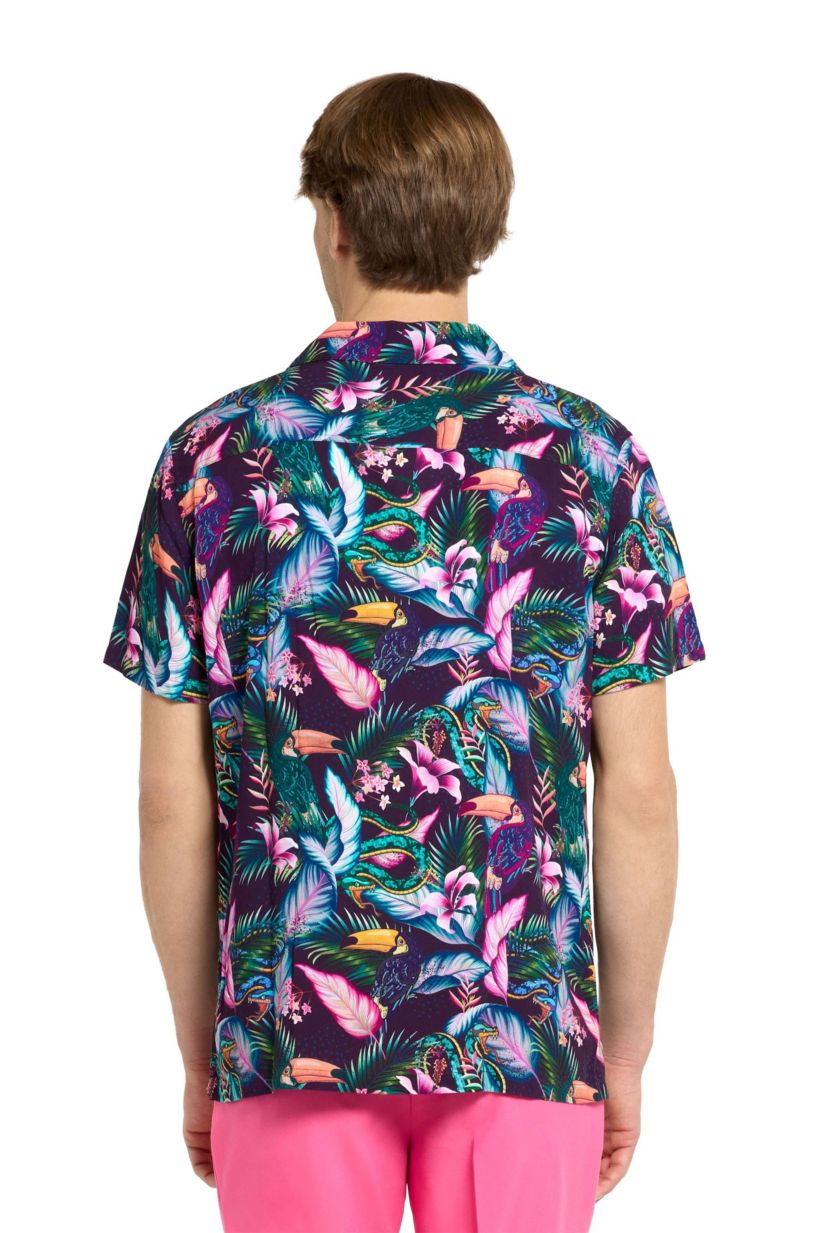 OppoSuits Mens Hawaiian Shirt - Short Sleeve Shirt - Night Jungle
