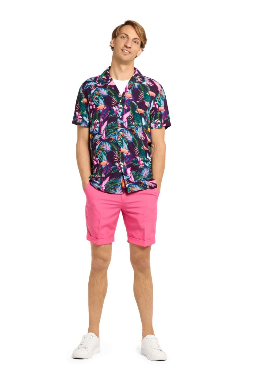 OppoSuits Mens Hawaiian Shirt - Short Sleeve Shirt - Night Jungle